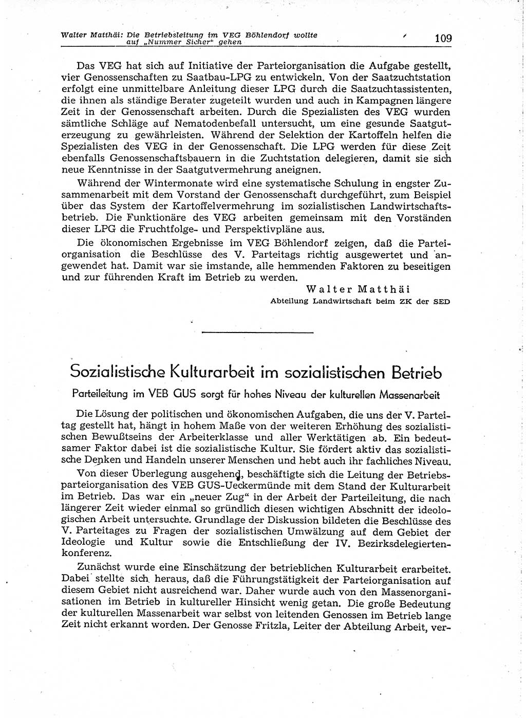 Neuer Weg (NW), Organ des Zentralkomitees (ZK) der SED (Sozialistische Einheitspartei Deutschlands) für Fragen des Parteiaufbaus und des Parteilebens, 14. Jahrgang [Deutsche Demokratische Republik (DDR)] 1959, Seite 109 (NW ZK SED DDR 1959, S. 109)