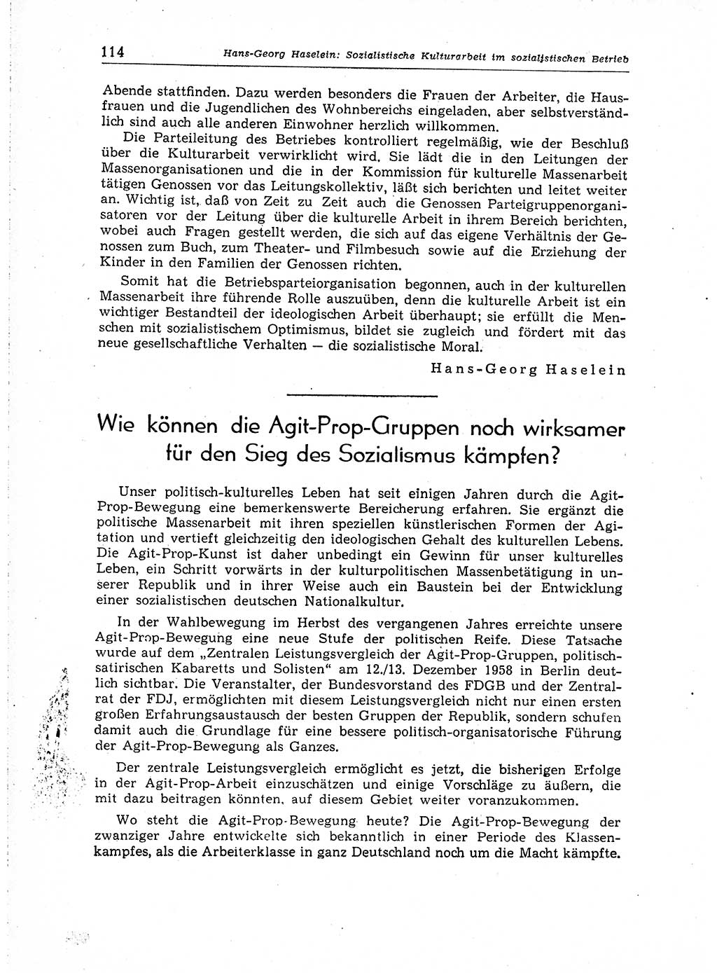 Neuer Weg (NW), Organ des Zentralkomitees (ZK) der SED (Sozialistische Einheitspartei Deutschlands) für Fragen des Parteiaufbaus und des Parteilebens, 14. Jahrgang [Deutsche Demokratische Republik (DDR)] 1959, Seite 114 (NW ZK SED DDR 1959, S. 114)