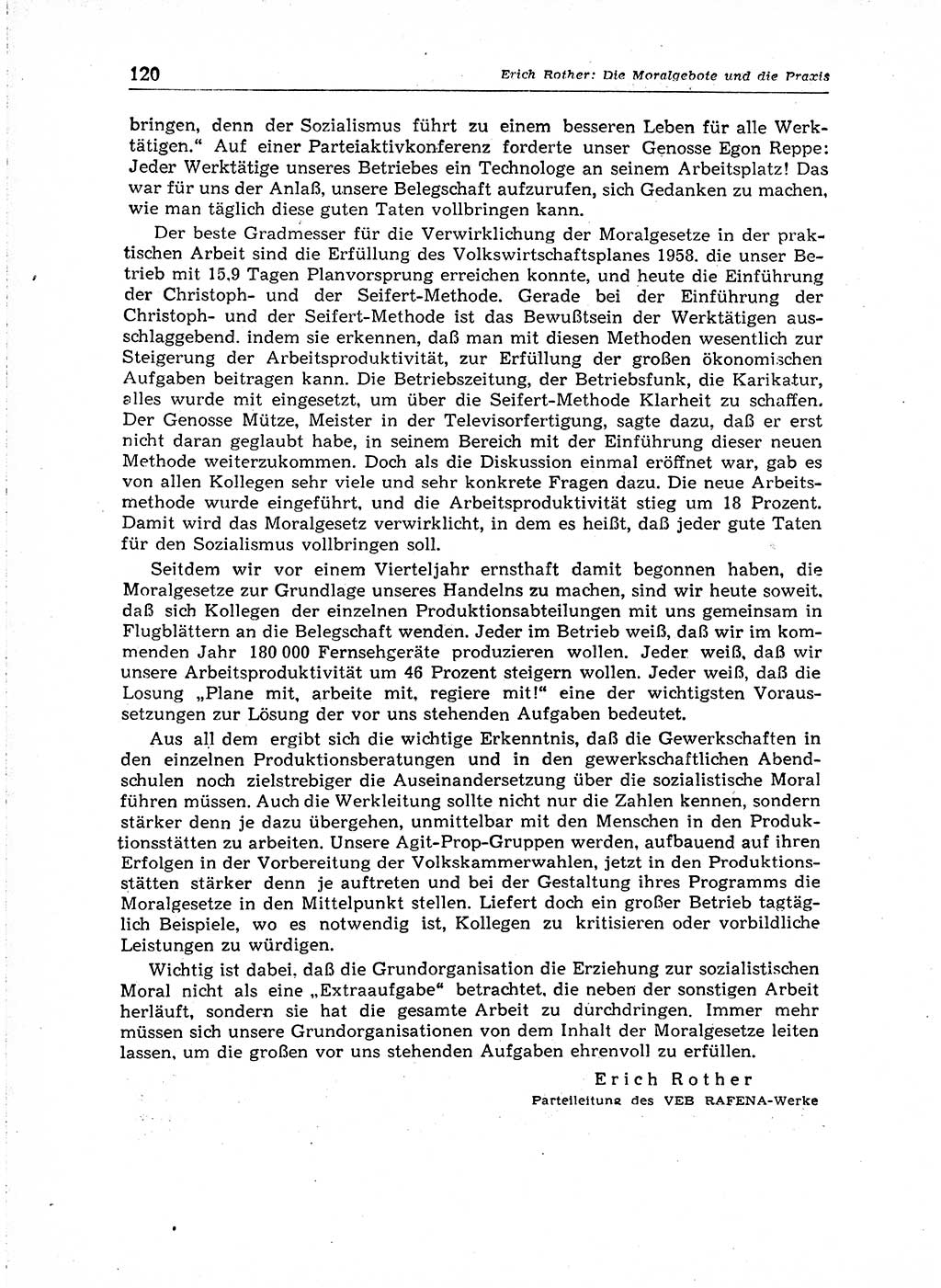 Neuer Weg (NW), Organ des Zentralkomitees (ZK) der SED (Sozialistische Einheitspartei Deutschlands) für Fragen des Parteiaufbaus und des Parteilebens, 14. Jahrgang [Deutsche Demokratische Republik (DDR)] 1959, Seite 120 (NW ZK SED DDR 1959, S. 120)