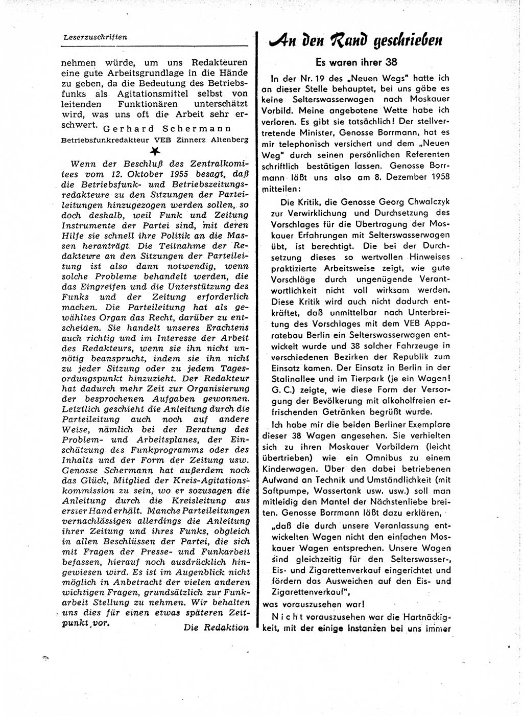 Neuer Weg (NW), Organ des Zentralkomitees (ZK) der SED (Sozialistische Einheitspartei Deutschlands) für Fragen des Parteiaufbaus und des Parteilebens, 14. Jahrgang [Deutsche Demokratische Republik (DDR)] 1959, Seite 125 (NW ZK SED DDR 1959, S. 125)