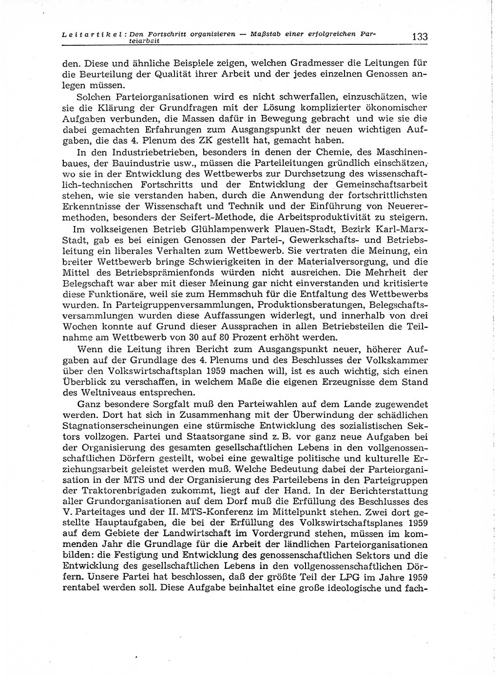 Neuer Weg (NW), Organ des Zentralkomitees (ZK) der SED (Sozialistische Einheitspartei Deutschlands) für Fragen des Parteiaufbaus und des Parteilebens, 14. Jahrgang [Deutsche Demokratische Republik (DDR)] 1959, Seite 133 (NW ZK SED DDR 1959, S. 133)