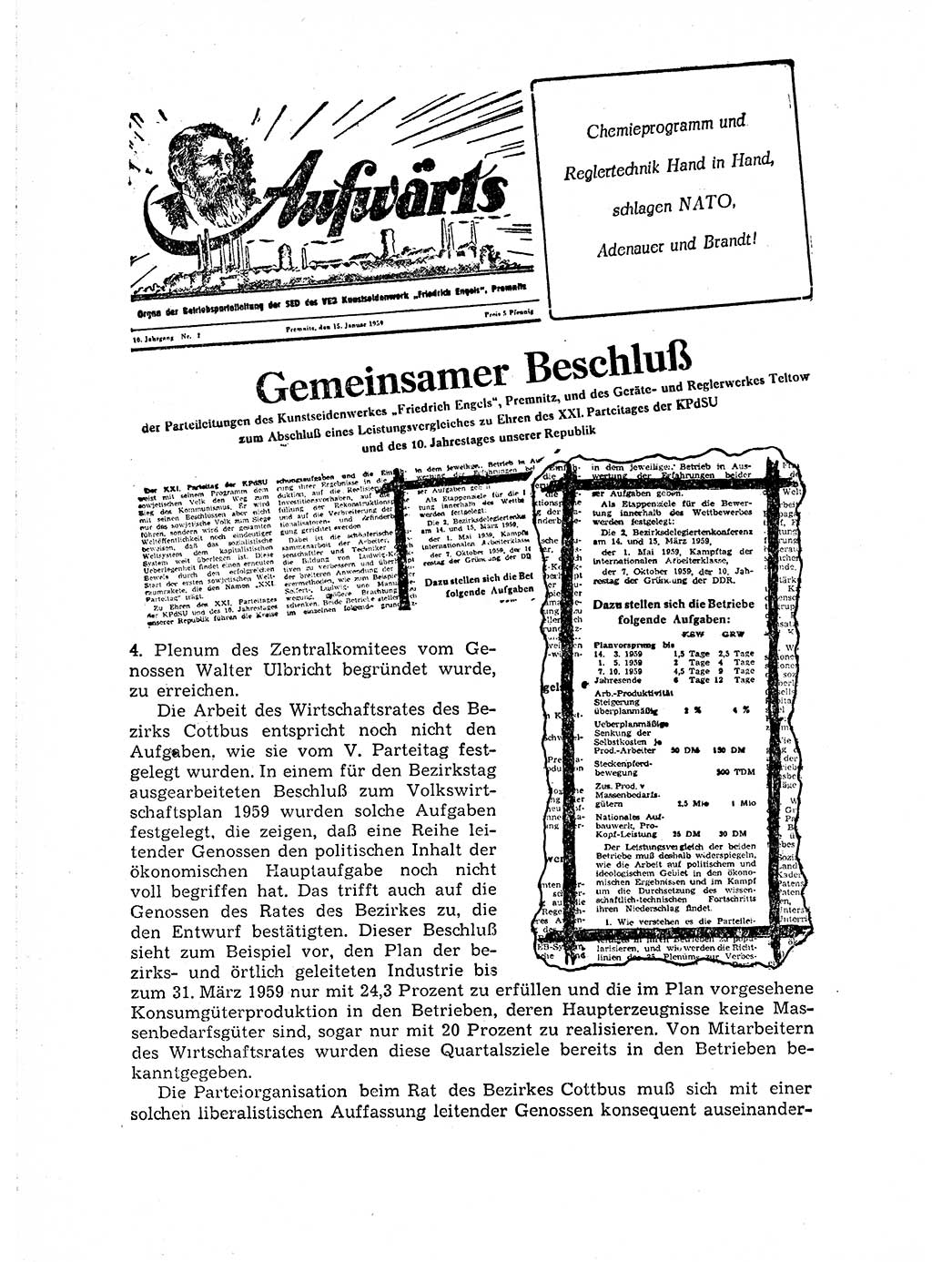 Neuer Weg (NW), Organ des Zentralkomitees (ZK) der SED (Sozialistische Einheitspartei Deutschlands) für Fragen des Parteiaufbaus und des Parteilebens, 14. Jahrgang [Deutsche Demokratische Republik (DDR)] 1959, Seite 156 (NW ZK SED DDR 1959, S. 156)
