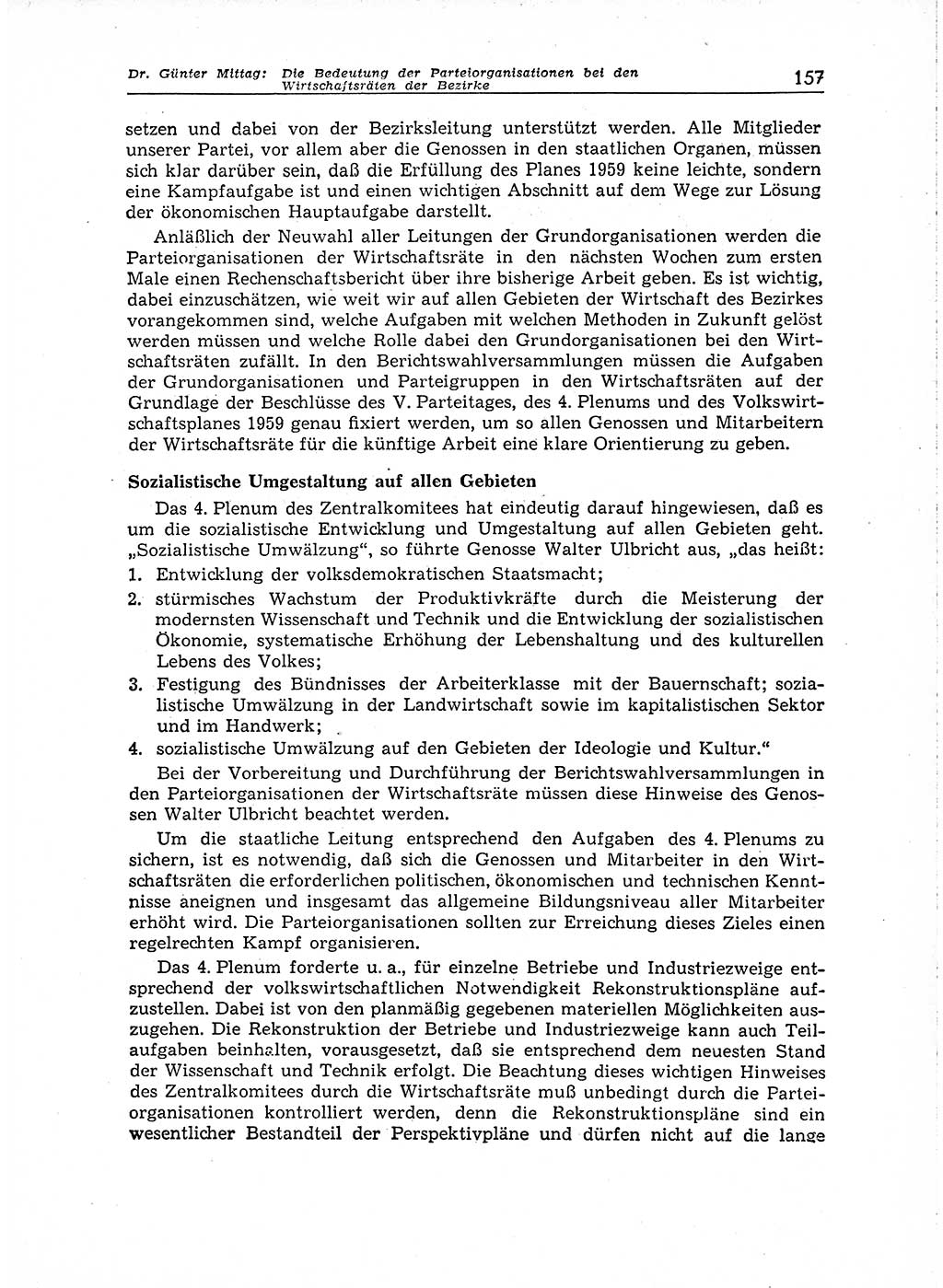 Neuer Weg (NW), Organ des Zentralkomitees (ZK) der SED (Sozialistische Einheitspartei Deutschlands) für Fragen des Parteiaufbaus und des Parteilebens, 14. Jahrgang [Deutsche Demokratische Republik (DDR)] 1959, Seite 157 (NW ZK SED DDR 1959, S. 157)