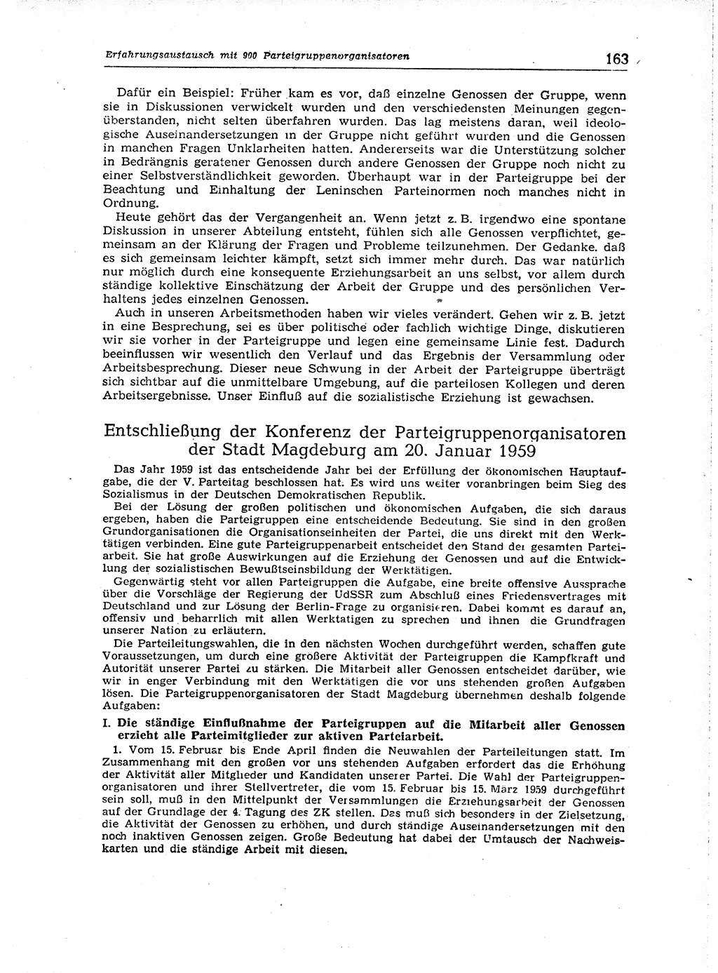 Neuer Weg (NW), Organ des Zentralkomitees (ZK) der SED (Sozialistische Einheitspartei Deutschlands) für Fragen des Parteiaufbaus und des Parteilebens, 14. Jahrgang [Deutsche Demokratische Republik (DDR)] 1959, Seite 163 (NW ZK SED DDR 1959, S. 163)