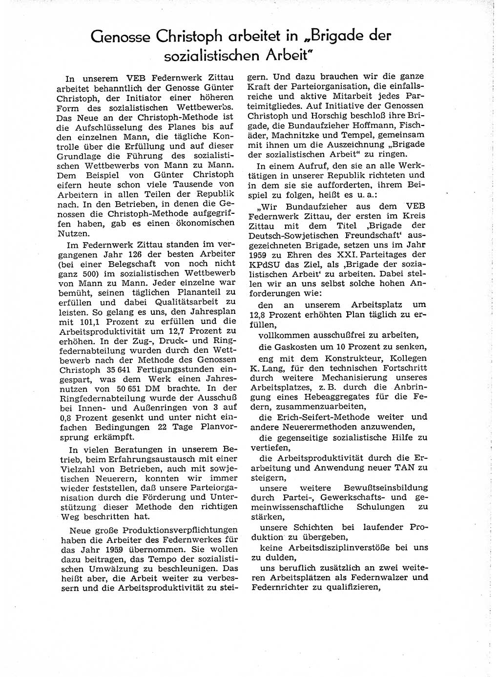 Neuer Weg (NW), Organ des Zentralkomitees (ZK) der SED (Sozialistische Einheitspartei Deutschlands) für Fragen des Parteiaufbaus und des Parteilebens, 14. Jahrgang [Deutsche Demokratische Republik (DDR)] 1959, Seite 191 (NW ZK SED DDR 1959, S. 191)