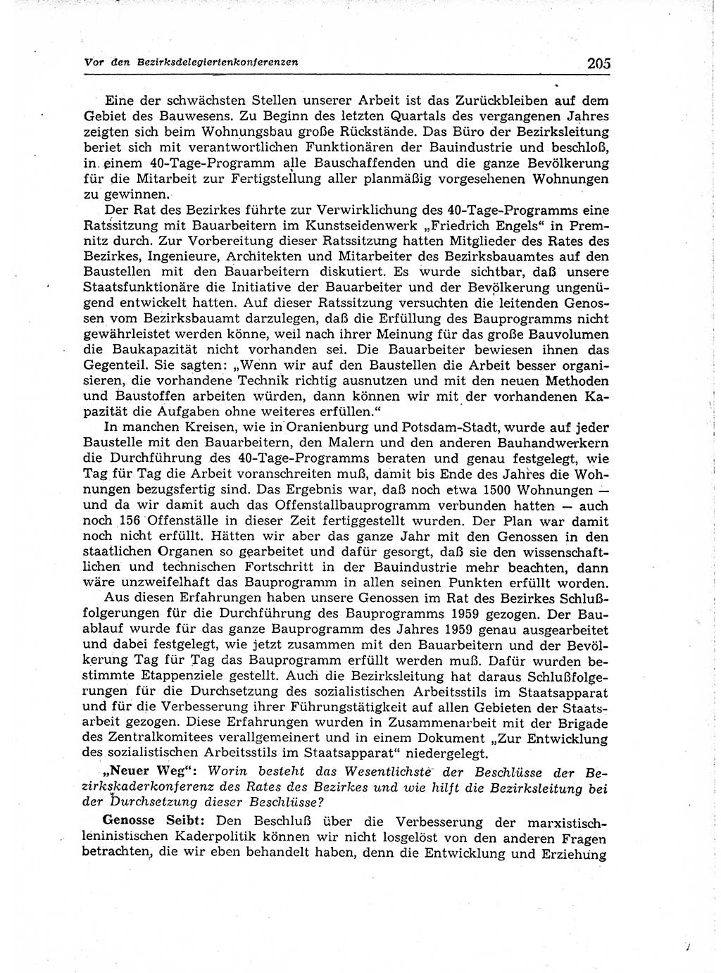 Neuer Weg (NW), Organ des Zentralkomitees (ZK) der SED (Sozialistische Einheitspartei Deutschlands) für Fragen des Parteiaufbaus und des Parteilebens, 14. Jahrgang [Deutsche Demokratische Republik (DDR)] 1959, Seite 205 (NW ZK SED DDR 1959, S. 205)