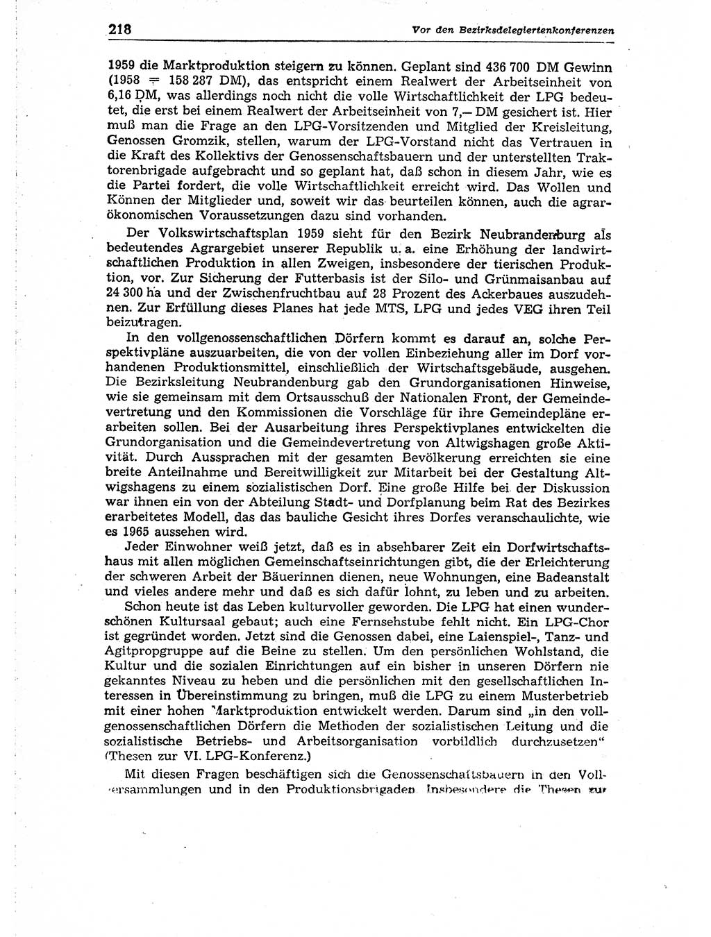 Neuer Weg (NW), Organ des Zentralkomitees (ZK) der SED (Sozialistische Einheitspartei Deutschlands) für Fragen des Parteiaufbaus und des Parteilebens, 14. Jahrgang [Deutsche Demokratische Republik (DDR)] 1959, Seite 218 (NW ZK SED DDR 1959, S. 218)