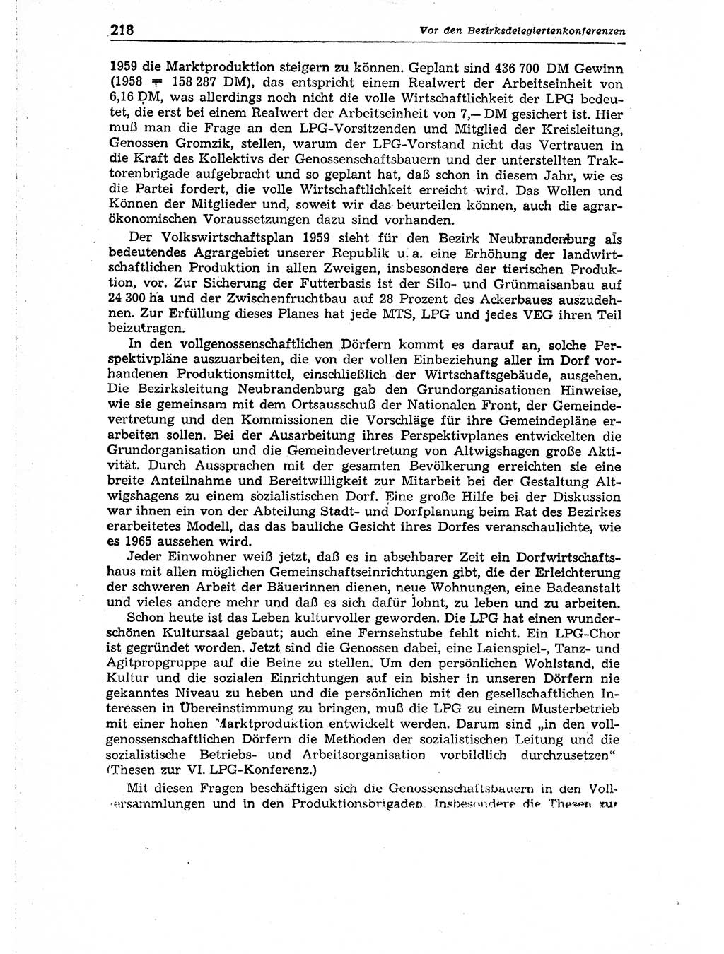 Neuer Weg (NW), Organ des Zentralkomitees (ZK) der SED (Sozialistische Einheitspartei Deutschlands) für Fragen des Parteiaufbaus und des Parteilebens, 14. Jahrgang [Deutsche Demokratische Republik (DDR)] 1959, Seite 218 (NW ZK SED DDR 1959, S. 218)