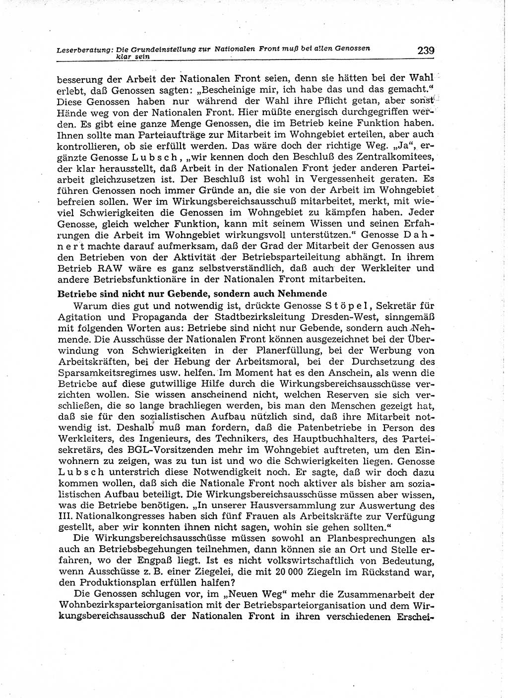 Neuer Weg (NW), Organ des Zentralkomitees (ZK) der SED (Sozialistische Einheitspartei Deutschlands) für Fragen des Parteiaufbaus und des Parteilebens, 14. Jahrgang [Deutsche Demokratische Republik (DDR)] 1959, Seite 239 (NW ZK SED DDR 1959, S. 239)