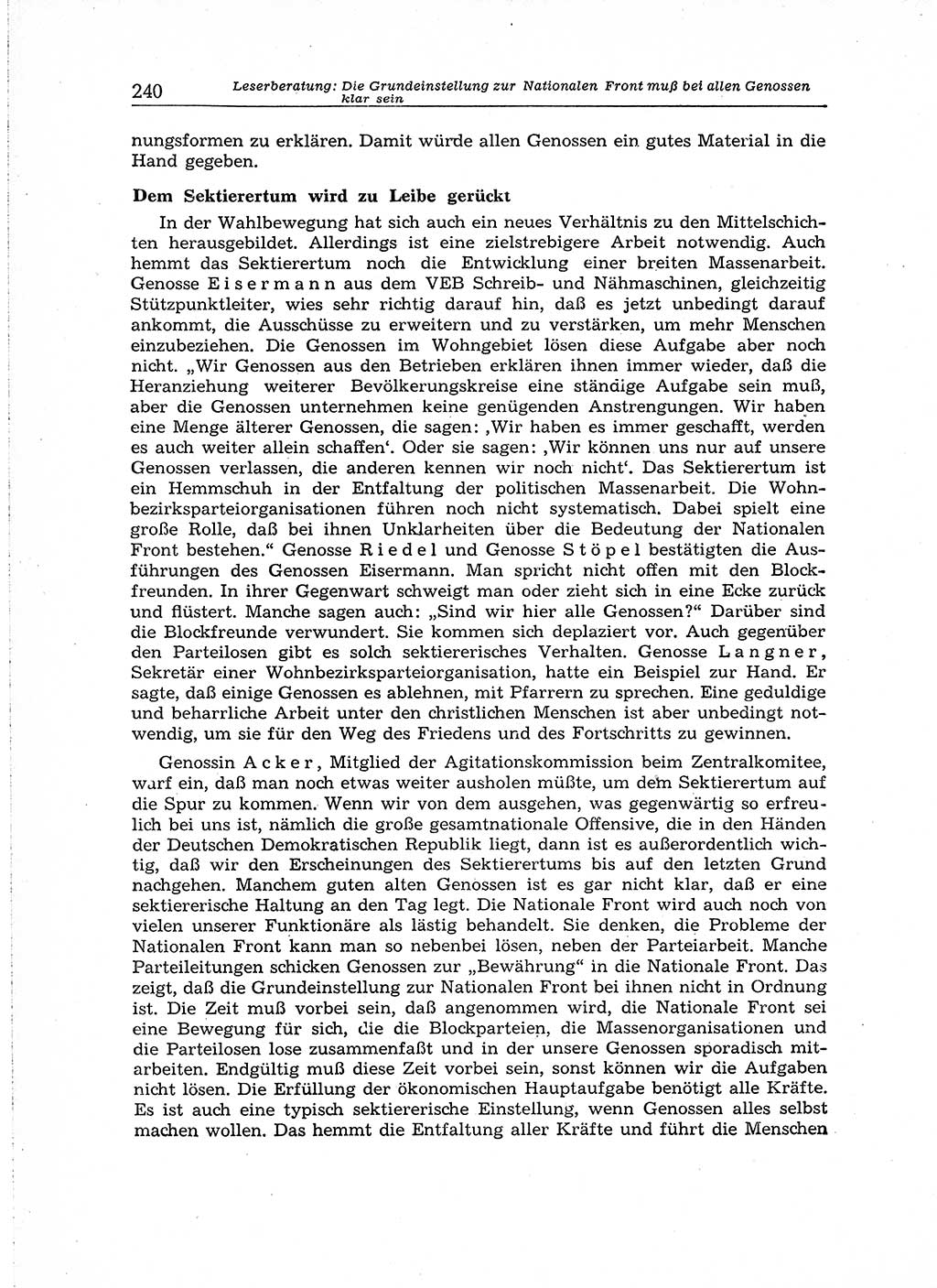 Neuer Weg (NW), Organ des Zentralkomitees (ZK) der SED (Sozialistische Einheitspartei Deutschlands) für Fragen des Parteiaufbaus und des Parteilebens, 14. Jahrgang [Deutsche Demokratische Republik (DDR)] 1959, Seite 240 (NW ZK SED DDR 1959, S. 240)