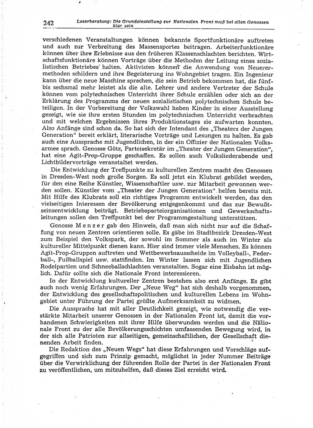 Neuer Weg (NW), Organ des Zentralkomitees (ZK) der SED (Sozialistische Einheitspartei Deutschlands) für Fragen des Parteiaufbaus und des Parteilebens, 14. Jahrgang [Deutsche Demokratische Republik (DDR)] 1959, Seite 242 (NW ZK SED DDR 1959, S. 242)