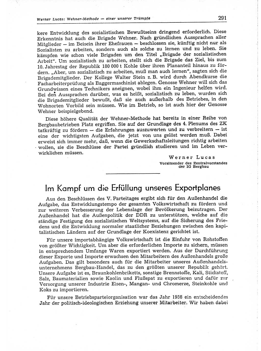 Neuer Weg (NW), Organ des Zentralkomitees (ZK) der SED (Sozialistische Einheitspartei Deutschlands) für Fragen des Parteiaufbaus und des Parteilebens, 14. Jahrgang [Deutsche Demokratische Republik (DDR)] 1959, Seite 291 (NW ZK SED DDR 1959, S. 291)