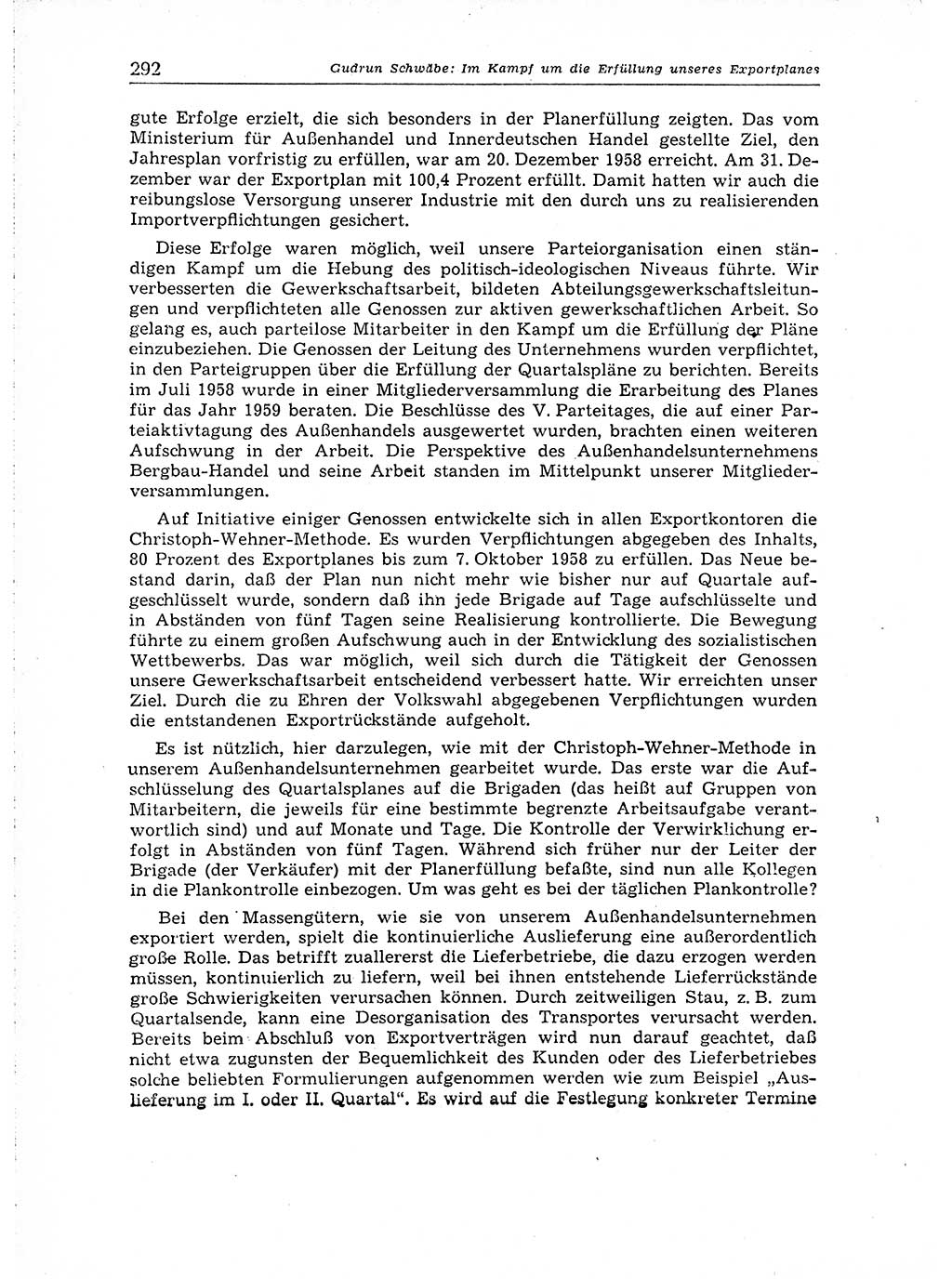 Neuer Weg (NW), Organ des Zentralkomitees (ZK) der SED (Sozialistische Einheitspartei Deutschlands) für Fragen des Parteiaufbaus und des Parteilebens, 14. Jahrgang [Deutsche Demokratische Republik (DDR)] 1959, Seite 292 (NW ZK SED DDR 1959, S. 292)