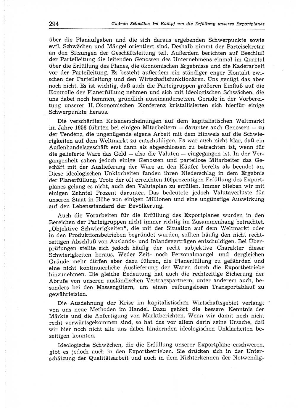 Neuer Weg (NW), Organ des Zentralkomitees (ZK) der SED (Sozialistische Einheitspartei Deutschlands) für Fragen des Parteiaufbaus und des Parteilebens, 14. Jahrgang [Deutsche Demokratische Republik (DDR)] 1959, Seite 294 (NW ZK SED DDR 1959, S. 294)