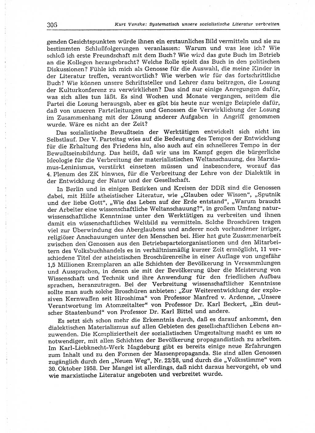 Neuer Weg (NW), Organ des Zentralkomitees (ZK) der SED (Sozialistische Einheitspartei Deutschlands) für Fragen des Parteiaufbaus und des Parteilebens, 14. Jahrgang [Deutsche Demokratische Republik (DDR)] 1959, Seite 306 (NW ZK SED DDR 1959, S. 306)