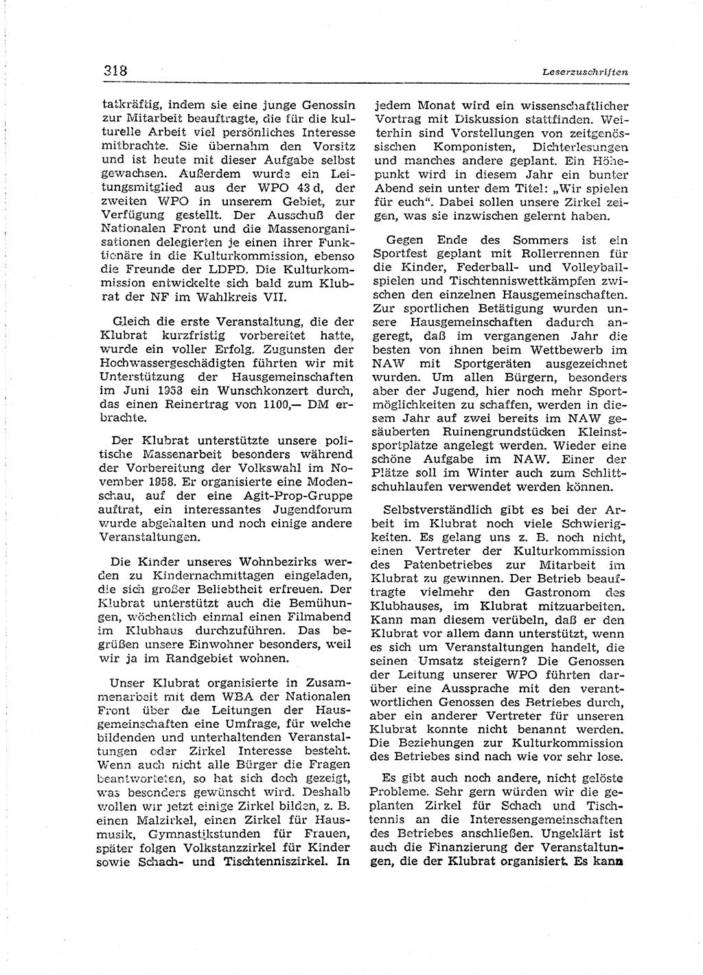 Neuer Weg (NW), Organ des Zentralkomitees (ZK) der SED (Sozialistische Einheitspartei Deutschlands) für Fragen des Parteiaufbaus und des Parteilebens, 14. Jahrgang [Deutsche Demokratische Republik (DDR)] 1959, Seite 318 (NW ZK SED DDR 1959, S. 318)