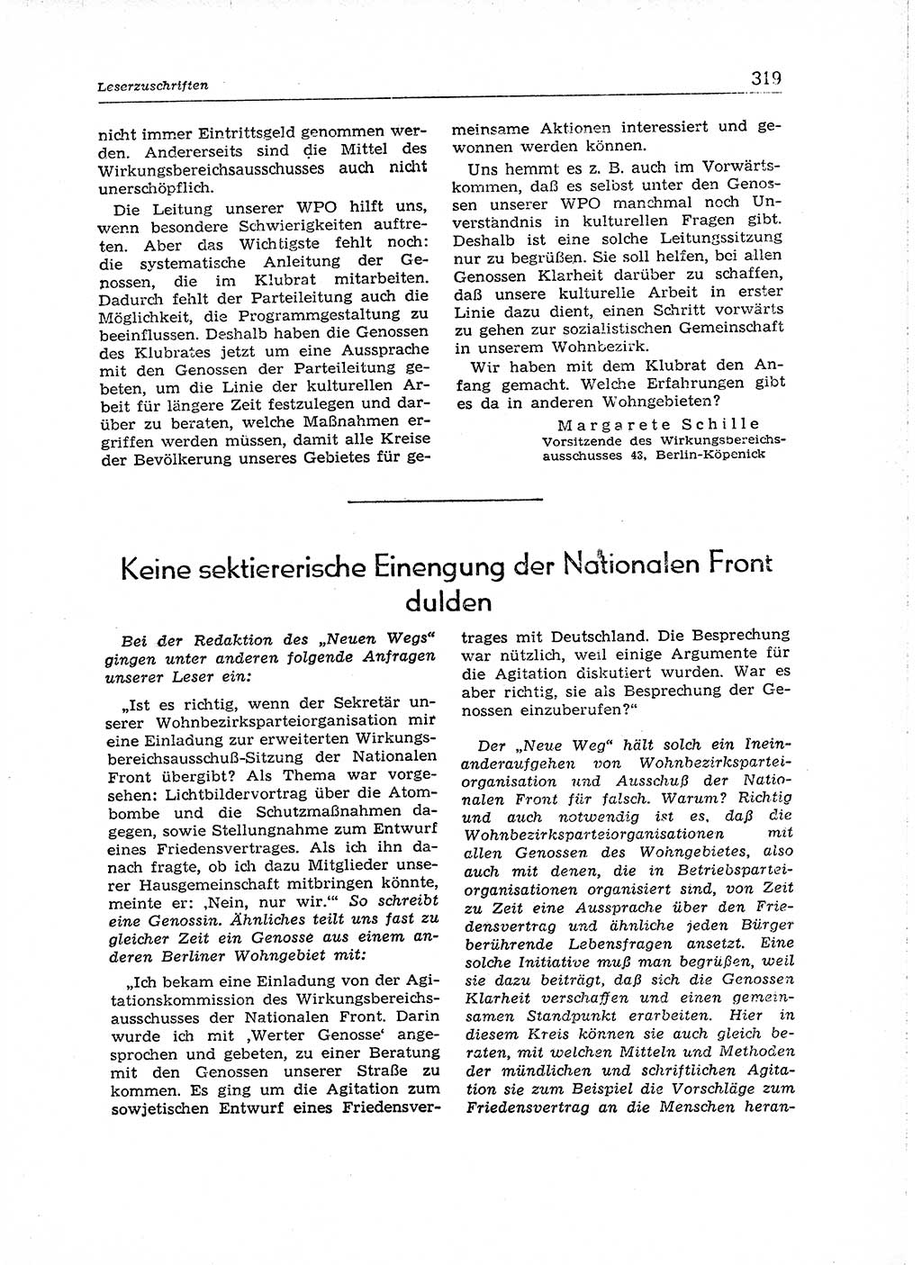 Neuer Weg (NW), Organ des Zentralkomitees (ZK) der SED (Sozialistische Einheitspartei Deutschlands) für Fragen des Parteiaufbaus und des Parteilebens, 14. Jahrgang [Deutsche Demokratische Republik (DDR)] 1959, Seite 319 (NW ZK SED DDR 1959, S. 319)