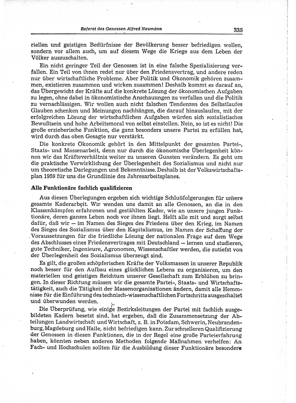 Neuer Weg (NW), Organ des Zentralkomitees (ZK) der SED (Sozialistische Einheitspartei Deutschlands) für Fragen des Parteiaufbaus und des Parteilebens, 14. Jahrgang [Deutsche Demokratische Republik (DDR)] 1959, Seite 335 (NW ZK SED DDR 1959, S. 335)