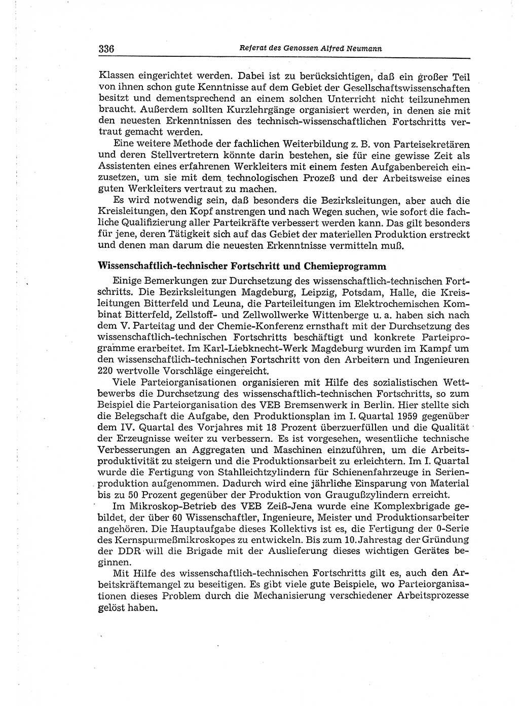 Neuer Weg (NW), Organ des Zentralkomitees (ZK) der SED (Sozialistische Einheitspartei Deutschlands) für Fragen des Parteiaufbaus und des Parteilebens, 14. Jahrgang [Deutsche Demokratische Republik (DDR)] 1959, Seite 336 (NW ZK SED DDR 1959, S. 336)