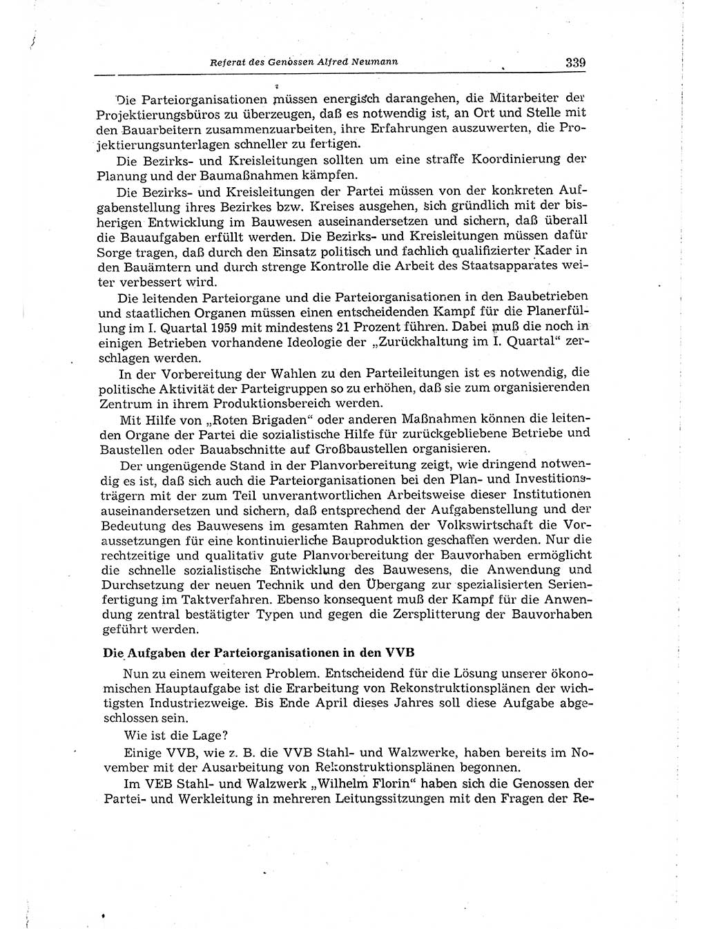 Neuer Weg (NW), Organ des Zentralkomitees (ZK) der SED (Sozialistische Einheitspartei Deutschlands) für Fragen des Parteiaufbaus und des Parteilebens, 14. Jahrgang [Deutsche Demokratische Republik (DDR)] 1959, Seite 339 (NW ZK SED DDR 1959, S. 339)