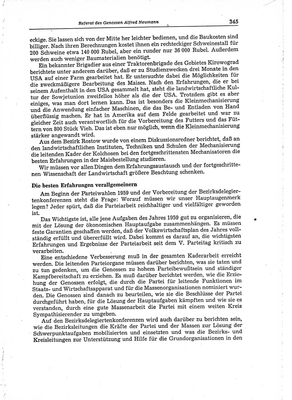 Neuer Weg (NW), Organ des Zentralkomitees (ZK) der SED (Sozialistische Einheitspartei Deutschlands) für Fragen des Parteiaufbaus und des Parteilebens, 14. Jahrgang [Deutsche Demokratische Republik (DDR)] 1959, Seite 345 (NW ZK SED DDR 1959, S. 345)