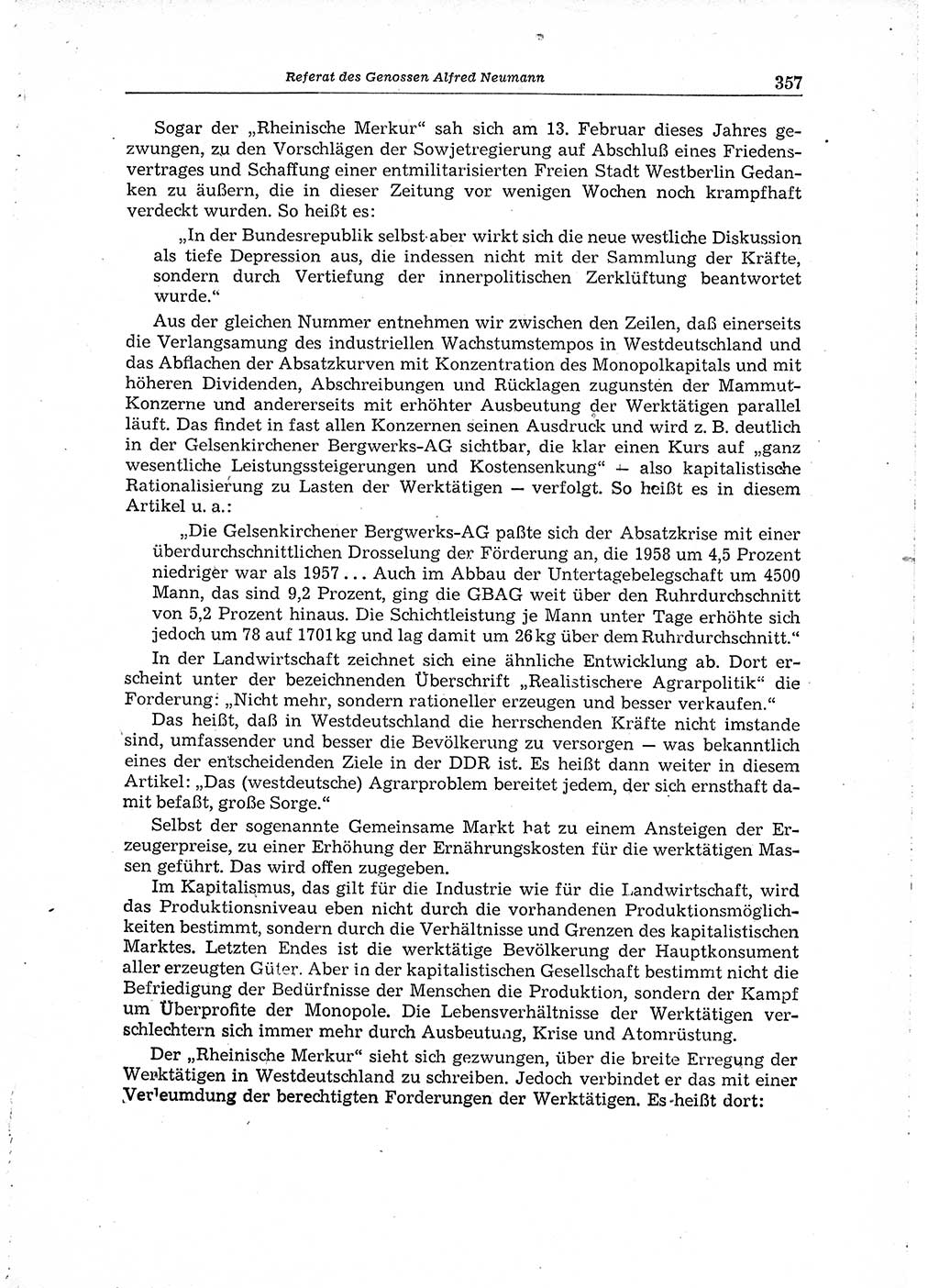 Neuer Weg (NW), Organ des Zentralkomitees (ZK) der SED (Sozialistische Einheitspartei Deutschlands) für Fragen des Parteiaufbaus und des Parteilebens, 14. Jahrgang [Deutsche Demokratische Republik (DDR)] 1959, Seite 357 (NW ZK SED DDR 1959, S. 357)