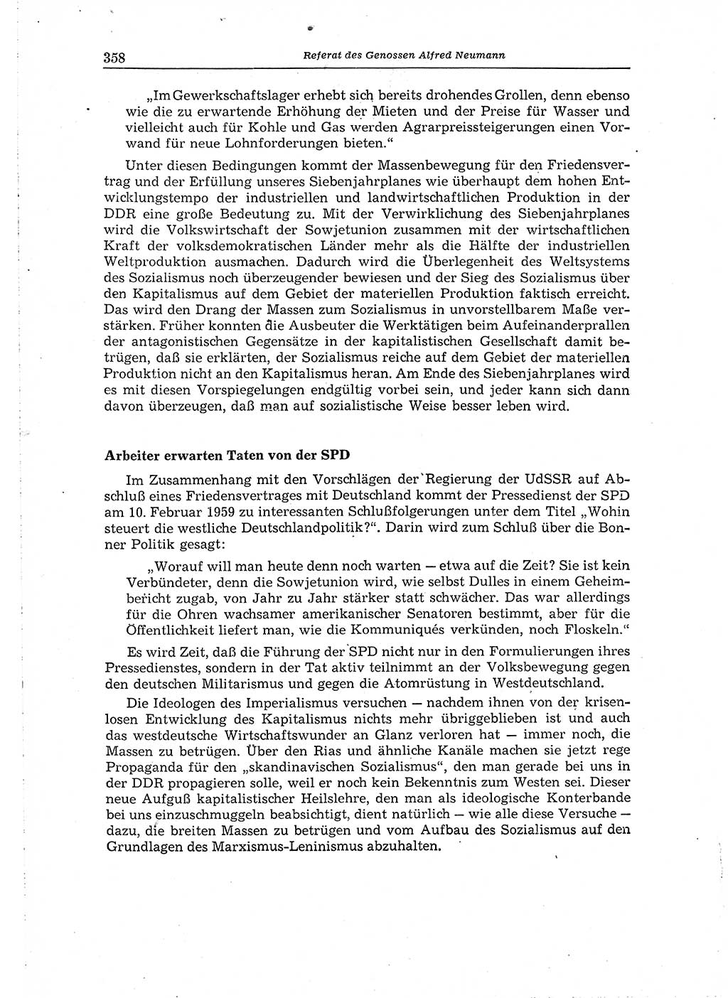 Neuer Weg (NW), Organ des Zentralkomitees (ZK) der SED (Sozialistische Einheitspartei Deutschlands) für Fragen des Parteiaufbaus und des Parteilebens, 14. Jahrgang [Deutsche Demokratische Republik (DDR)] 1959, Seite 358 (NW ZK SED DDR 1959, S. 358)