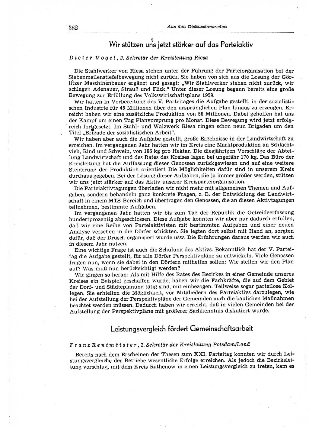 Neuer Weg (NW), Organ des Zentralkomitees (ZK) der SED (Sozialistische Einheitspartei Deutschlands) für Fragen des Parteiaufbaus und des Parteilebens, 14. Jahrgang [Deutsche Demokratische Republik (DDR)] 1959, Seite 382 (NW ZK SED DDR 1959, S. 382)