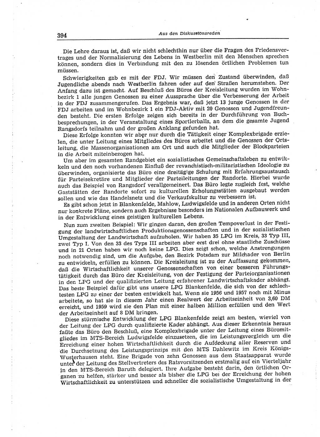 Neuer Weg (NW), Organ des Zentralkomitees (ZK) der SED (Sozialistische Einheitspartei Deutschlands) für Fragen des Parteiaufbaus und des Parteilebens, 14. Jahrgang [Deutsche Demokratische Republik (DDR)] 1959, Seite 394 (NW ZK SED DDR 1959, S. 394)