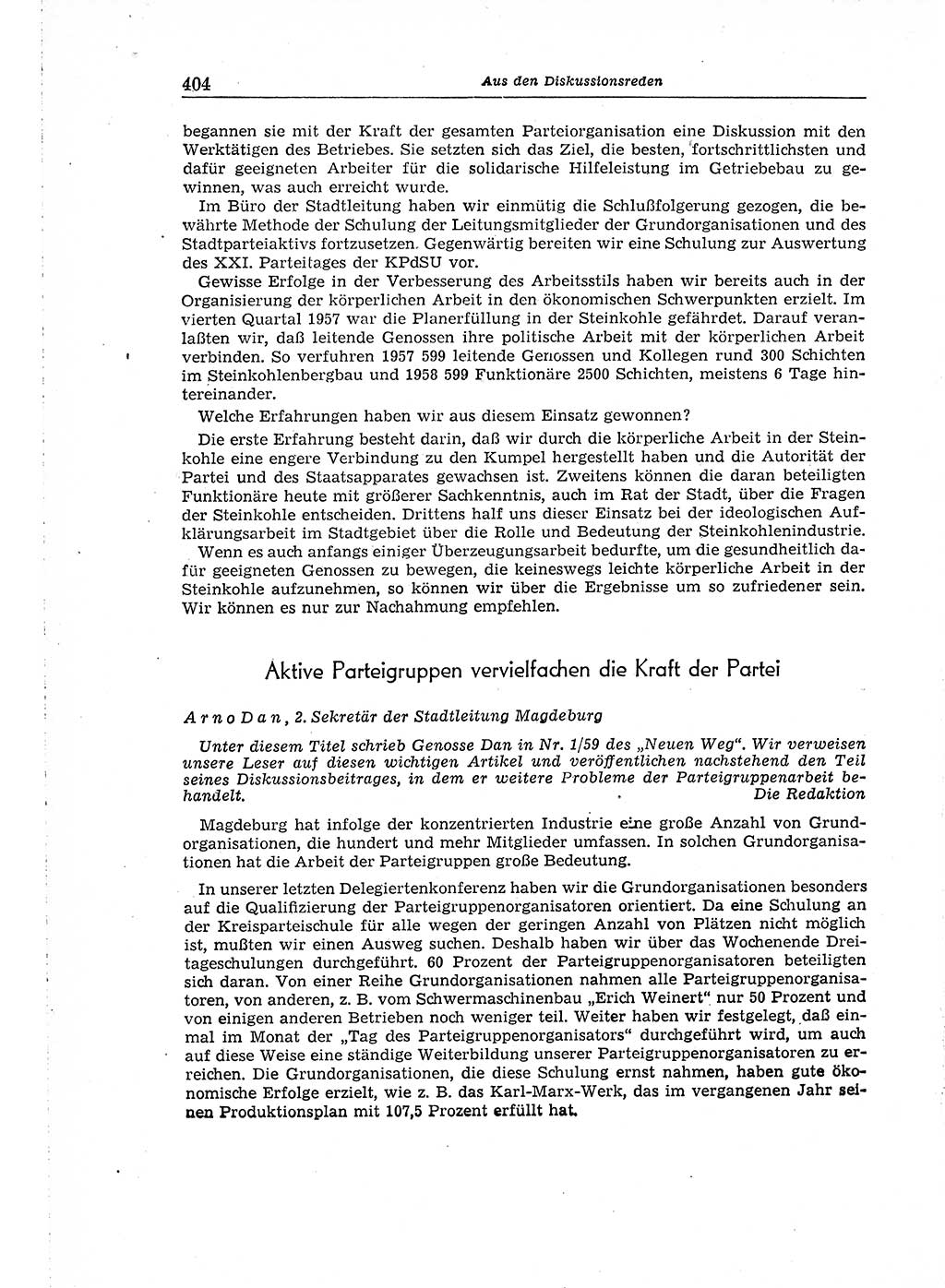 Neuer Weg (NW), Organ des Zentralkomitees (ZK) der SED (Sozialistische Einheitspartei Deutschlands) für Fragen des Parteiaufbaus und des Parteilebens, 14. Jahrgang [Deutsche Demokratische Republik (DDR)] 1959, Seite 404 (NW ZK SED DDR 1959, S. 404)