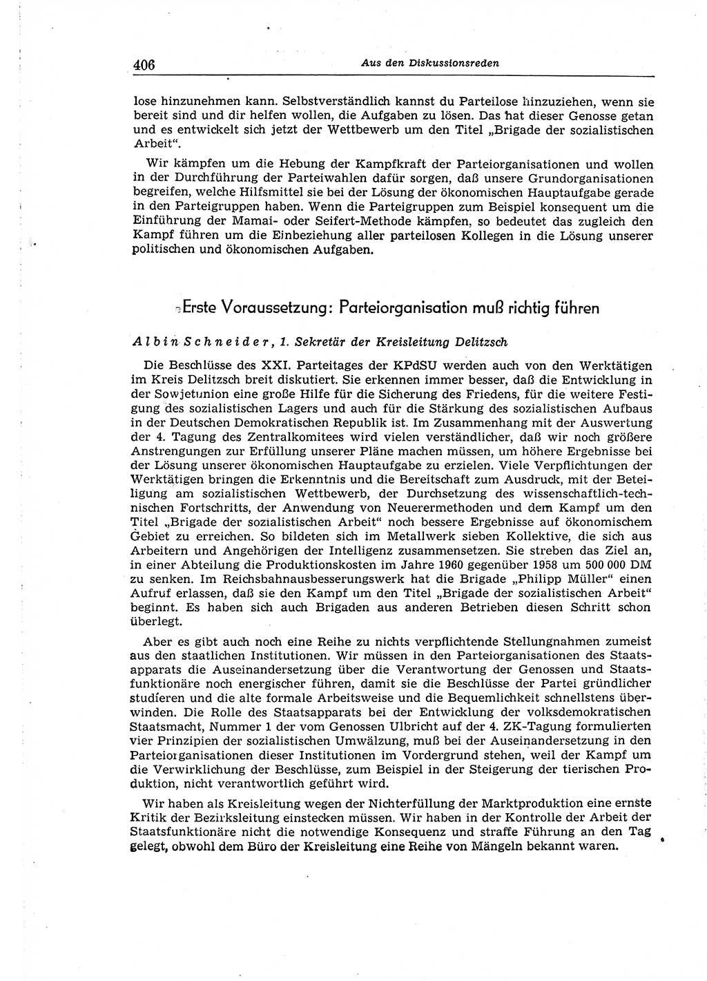 Neuer Weg (NW), Organ des Zentralkomitees (ZK) der SED (Sozialistische Einheitspartei Deutschlands) für Fragen des Parteiaufbaus und des Parteilebens, 14. Jahrgang [Deutsche Demokratische Republik (DDR)] 1959, Seite 406 (NW ZK SED DDR 1959, S. 406)