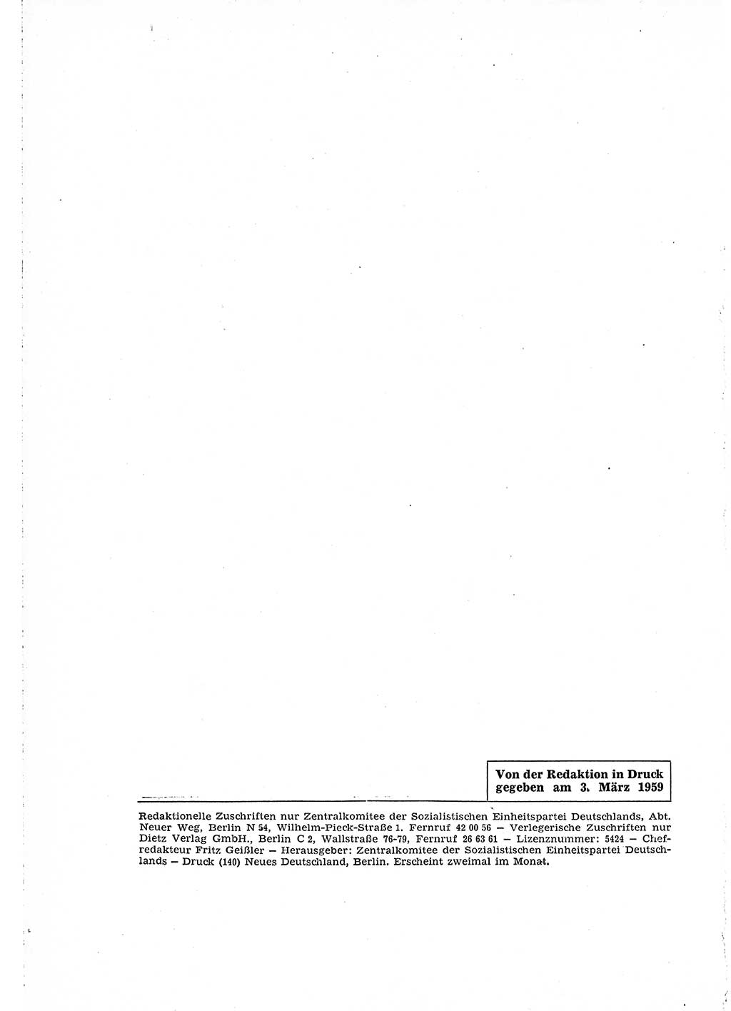 Neuer Weg (NW), Organ des Zentralkomitees (ZK) der SED (Sozialistische Einheitspartei Deutschlands) für Fragen des Parteiaufbaus und des Parteilebens, 14. Jahrgang [Deutsche Demokratische Republik (DDR)] 1959, Seite 416 (NW ZK SED DDR 1959, S. 416)