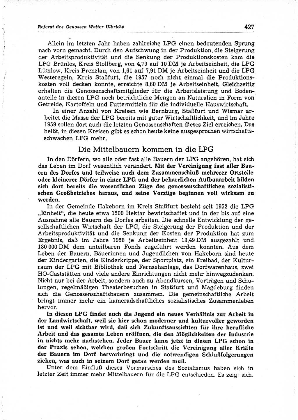 Neuer Weg (NW), Organ des Zentralkomitees (ZK) der SED (Sozialistische Einheitspartei Deutschlands) für Fragen des Parteiaufbaus und des Parteilebens, 14. Jahrgang [Deutsche Demokratische Republik (DDR)] 1959, Seite 427 (NW ZK SED DDR 1959, S. 427)