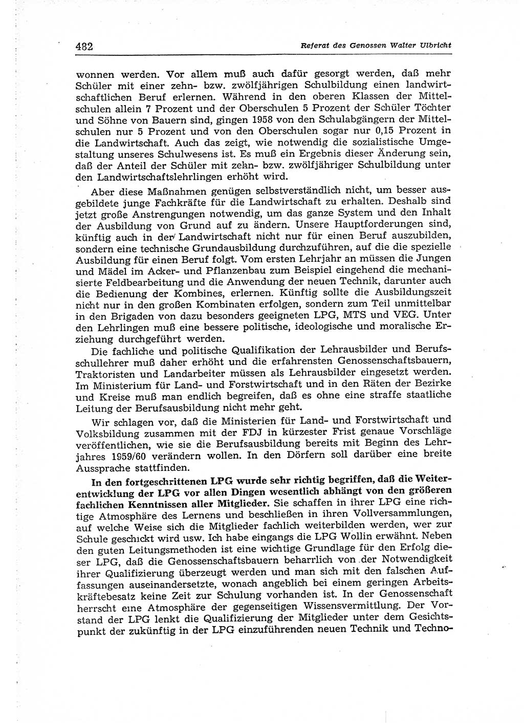Neuer Weg (NW), Organ des Zentralkomitees (ZK) der SED (Sozialistische Einheitspartei Deutschlands) für Fragen des Parteiaufbaus und des Parteilebens, 14. Jahrgang [Deutsche Demokratische Republik (DDR)] 1959, Seite 482 (NW ZK SED DDR 1959, S. 482)