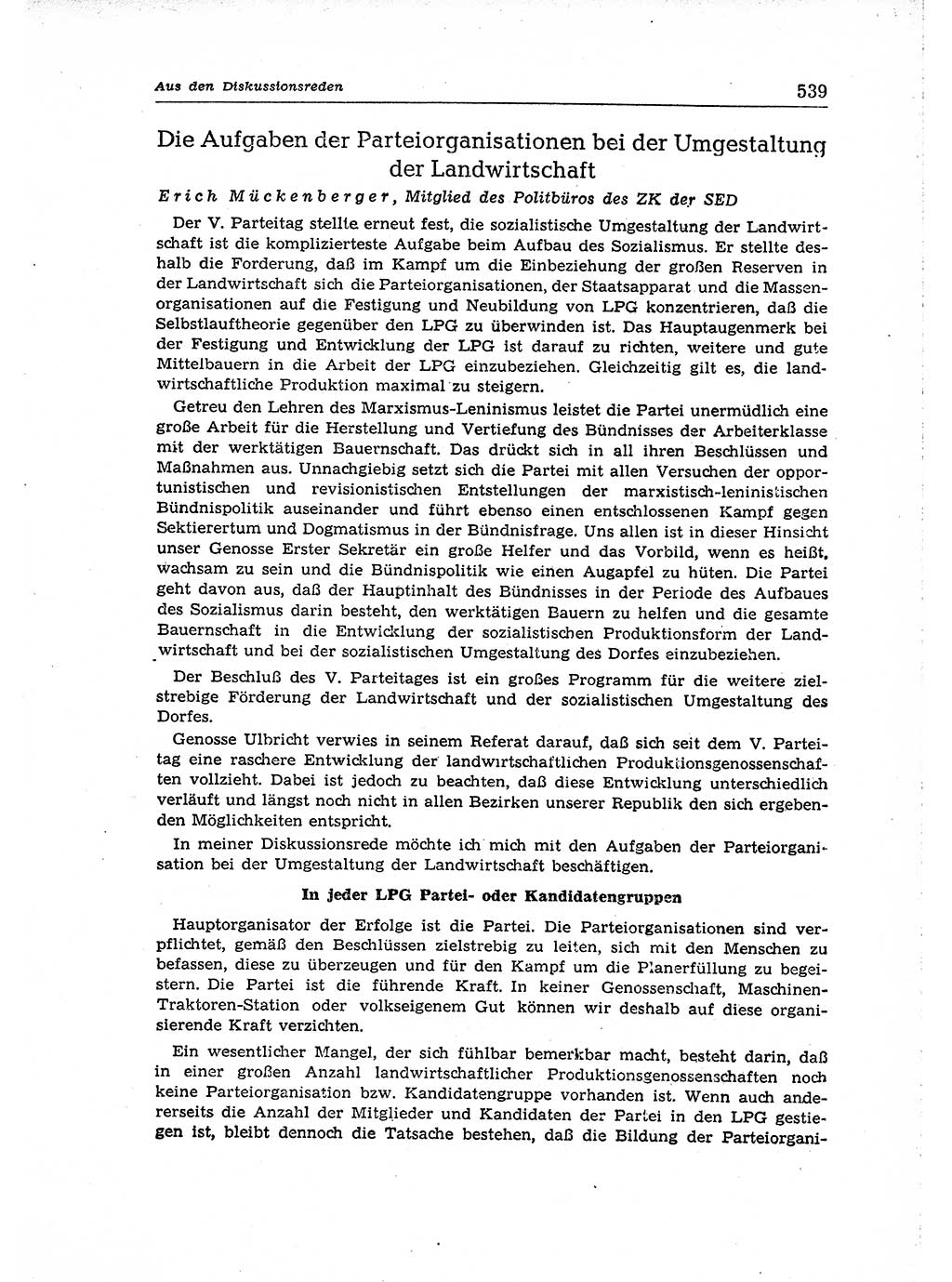 Neuer Weg (NW), Organ des Zentralkomitees (ZK) der SED (Sozialistische Einheitspartei Deutschlands) für Fragen des Parteiaufbaus und des Parteilebens, 14. Jahrgang [Deutsche Demokratische Republik (DDR)] 1959, Seite 539 (NW ZK SED DDR 1959, S. 539)