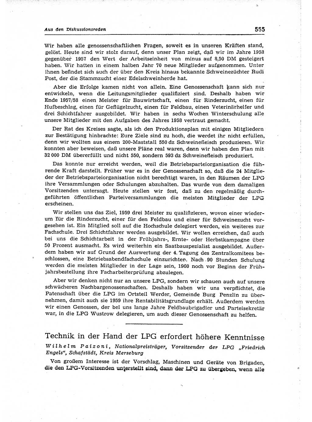 Neuer Weg (NW), Organ des Zentralkomitees (ZK) der SED (Sozialistische Einheitspartei Deutschlands) für Fragen des Parteiaufbaus und des Parteilebens, 14. Jahrgang [Deutsche Demokratische Republik (DDR)] 1959, Seite 555 (NW ZK SED DDR 1959, S. 555)