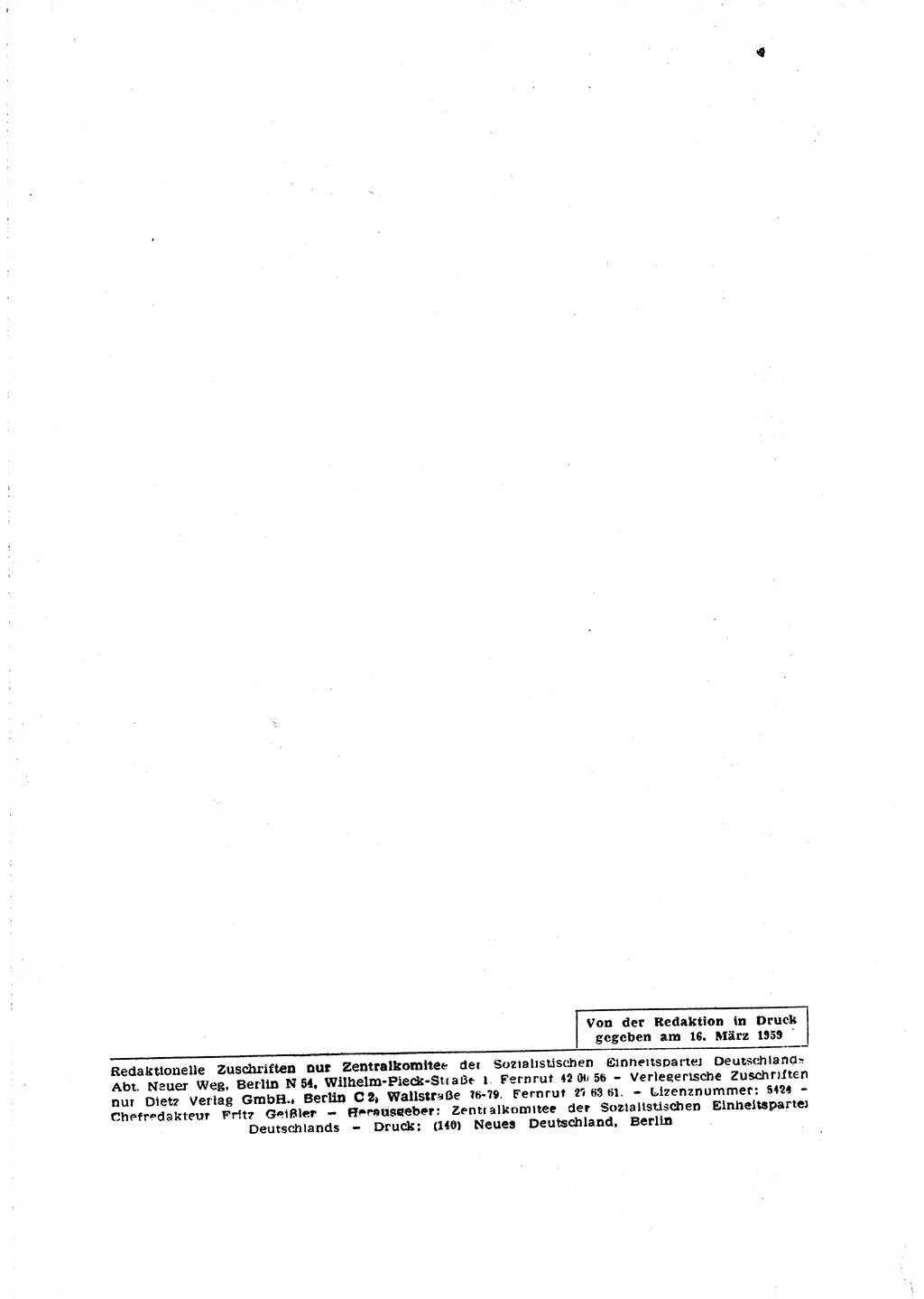 Neuer Weg (NW), Organ des Zentralkomitees (ZK) der SED (Sozialistische Einheitspartei Deutschlands) für Fragen des Parteiaufbaus und des Parteilebens, 14. Jahrgang [Deutsche Demokratische Republik (DDR)] 1959, Seite 608 (NW ZK SED DDR 1959, S. 608)