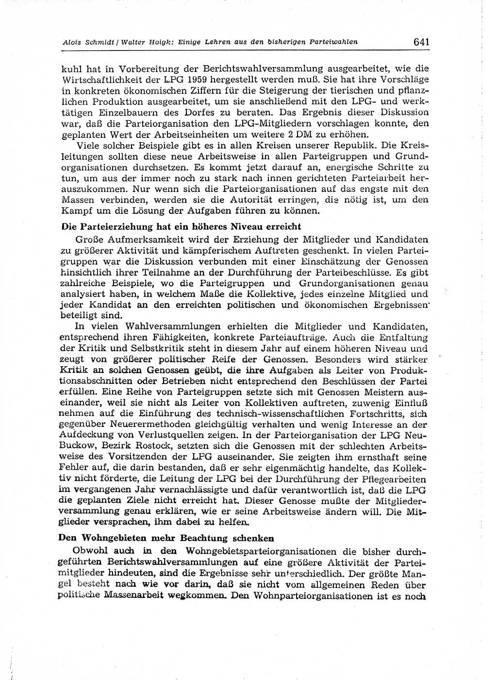 Neuer Weg (NW), Organ des Zentralkomitees (ZK) der SED (Sozialistische Einheitspartei Deutschlands) für Fragen des Parteiaufbaus und des Parteilebens, 14. Jahrgang [Deutsche Demokratische Republik (DDR)] 1959, Seite 641 (NW ZK SED DDR 1959, S. 641)