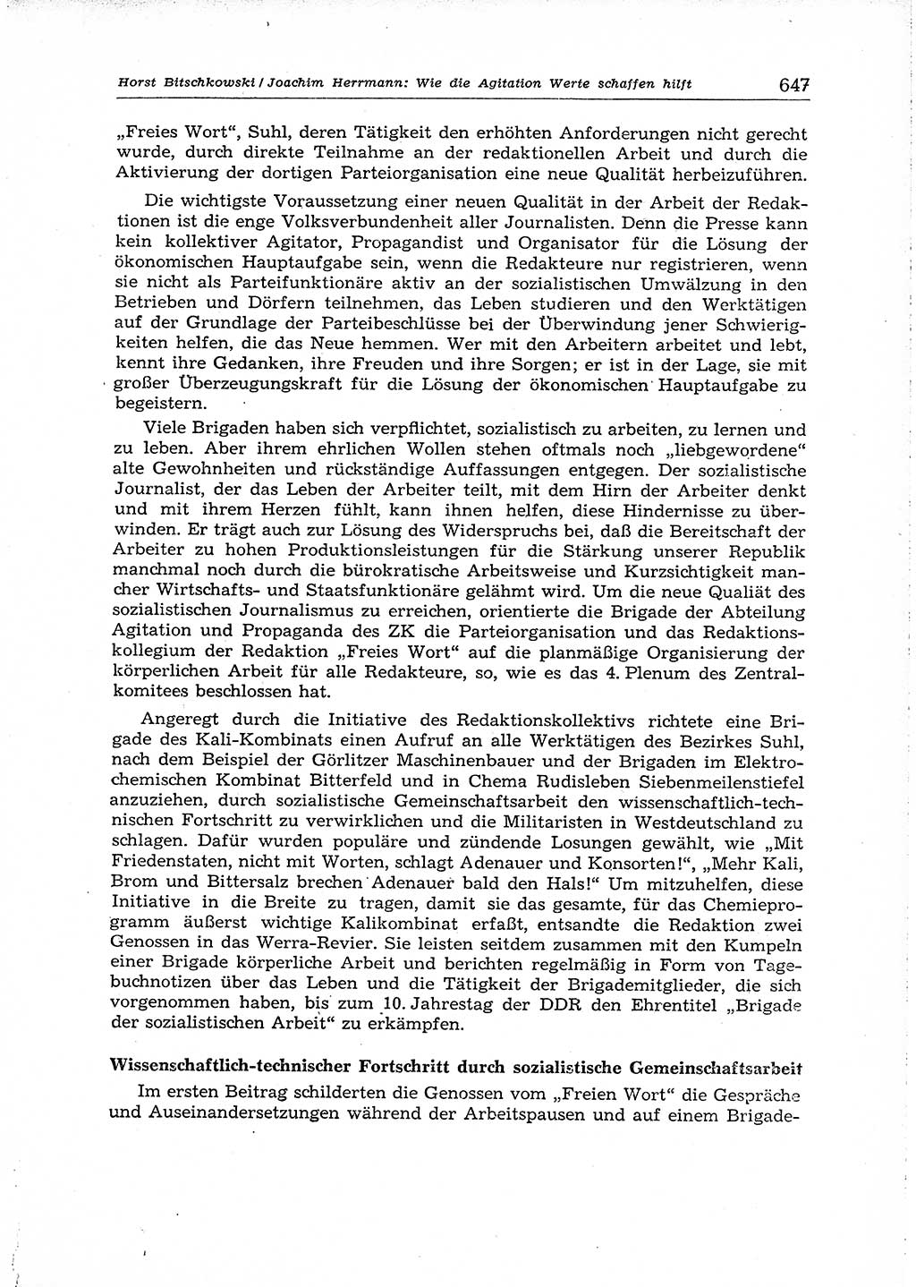 Neuer Weg (NW), Organ des Zentralkomitees (ZK) der SED (Sozialistische Einheitspartei Deutschlands) für Fragen des Parteiaufbaus und des Parteilebens, 14. Jahrgang [Deutsche Demokratische Republik (DDR)] 1959, Seite 647 (NW ZK SED DDR 1959, S. 647)
