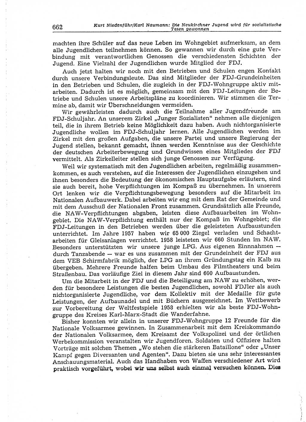 Neuer Weg (NW), Organ des Zentralkomitees (ZK) der SED (Sozialistische Einheitspartei Deutschlands) für Fragen des Parteiaufbaus und des Parteilebens, 14. Jahrgang [Deutsche Demokratische Republik (DDR)] 1959, Seite 662 (NW ZK SED DDR 1959, S. 662)