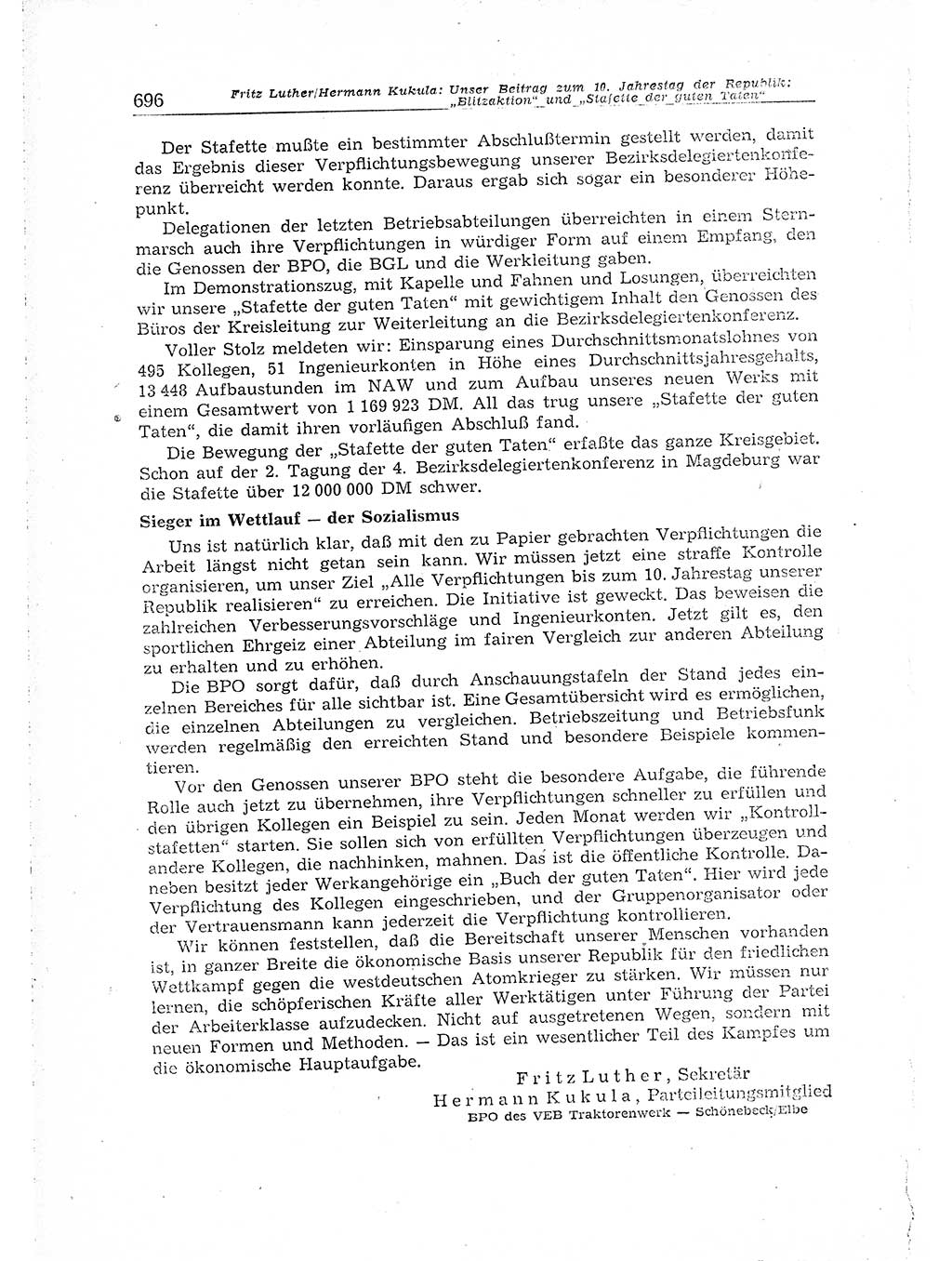 Neuer Weg (NW), Organ des Zentralkomitees (ZK) der SED (Sozialistische Einheitspartei Deutschlands) für Fragen des Parteiaufbaus und des Parteilebens, 14. Jahrgang [Deutsche Demokratische Republik (DDR)] 1959, Seite 696 (NW ZK SED DDR 1959, S. 696)