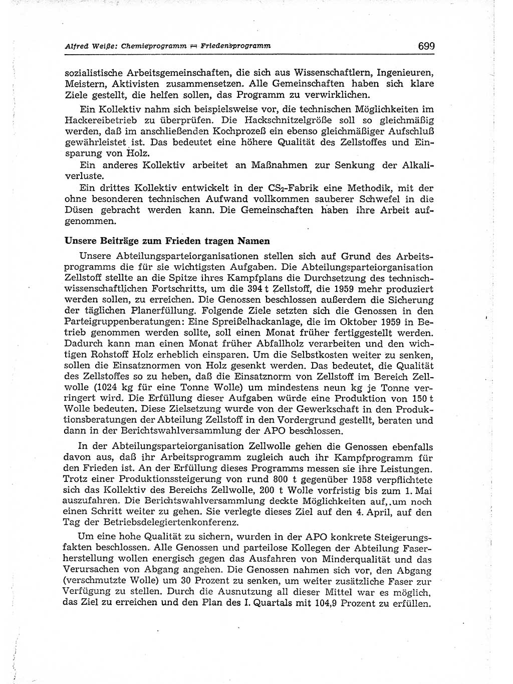 Neuer Weg (NW), Organ des Zentralkomitees (ZK) der SED (Sozialistische Einheitspartei Deutschlands) für Fragen des Parteiaufbaus und des Parteilebens, 14. Jahrgang [Deutsche Demokratische Republik (DDR)] 1959, Seite 699 (NW ZK SED DDR 1959, S. 699)