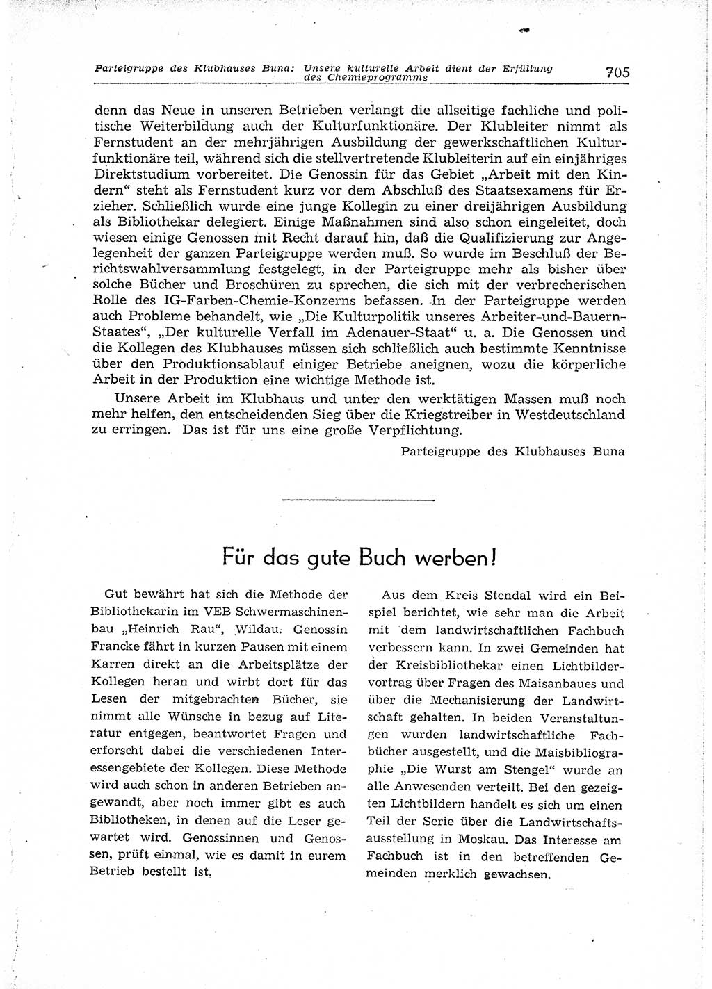 Neuer Weg (NW), Organ des Zentralkomitees (ZK) der SED (Sozialistische Einheitspartei Deutschlands) für Fragen des Parteiaufbaus und des Parteilebens, 14. Jahrgang [Deutsche Demokratische Republik (DDR)] 1959, Seite 705 (NW ZK SED DDR 1959, S. 705)