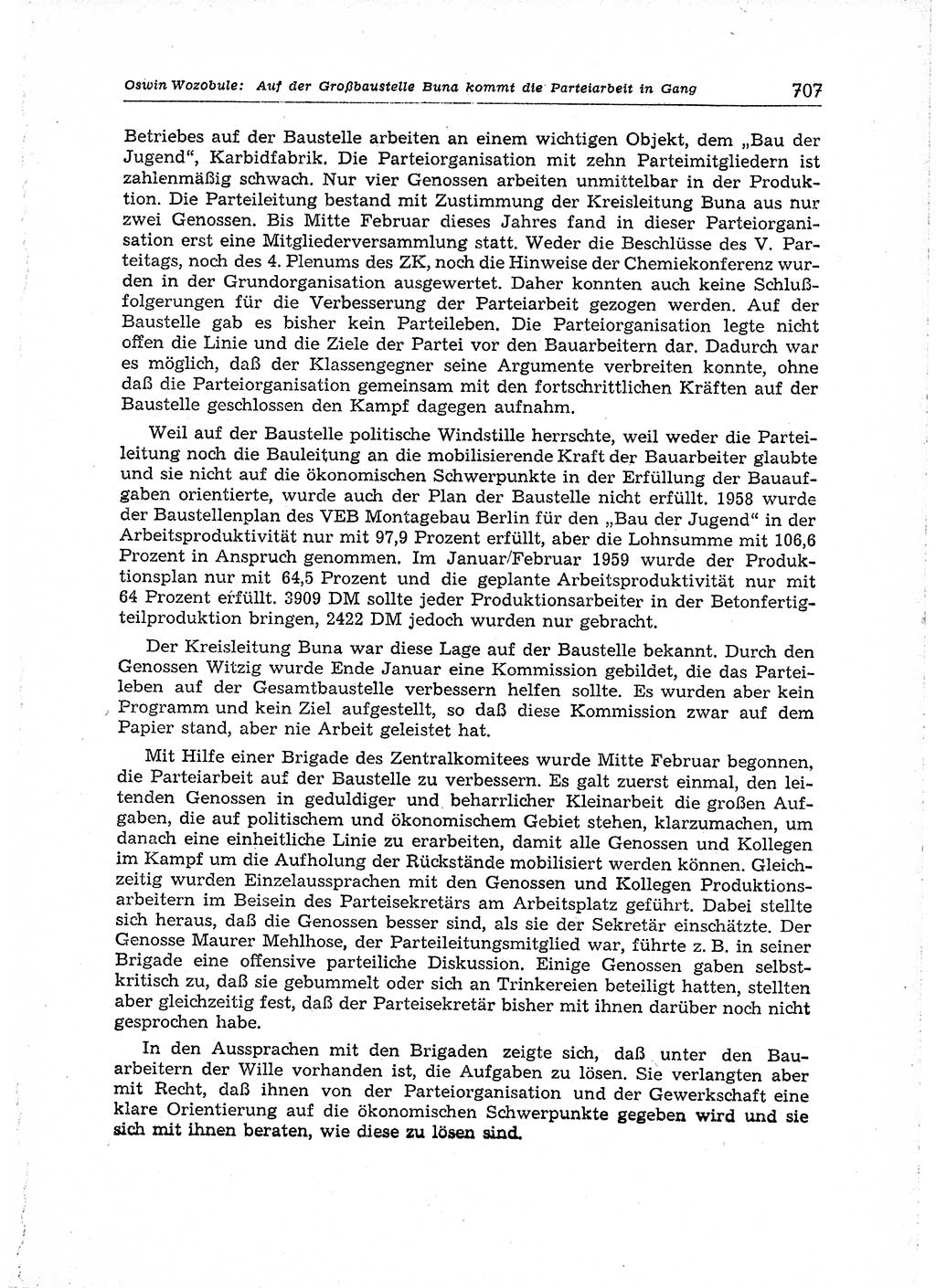 Neuer Weg (NW), Organ des Zentralkomitees (ZK) der SED (Sozialistische Einheitspartei Deutschlands) für Fragen des Parteiaufbaus und des Parteilebens, 14. Jahrgang [Deutsche Demokratische Republik (DDR)] 1959, Seite 707 (NW ZK SED DDR 1959, S. 707)