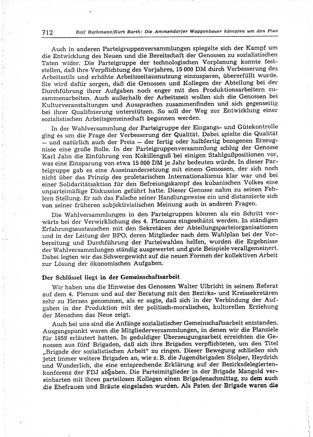 Neuer Weg (NW), Organ des Zentralkomitees (ZK) der SED (Sozialistische Einheitspartei Deutschlands) für Fragen des Parteiaufbaus und des Parteilebens, 14. Jahrgang [Deutsche Demokratische Republik (DDR)] 1959, Seite 712 (NW ZK SED DDR 1959, S. 712)