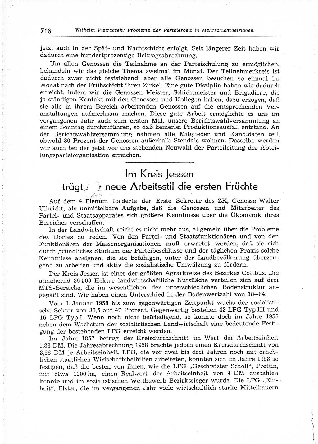 Neuer Weg (NW), Organ des Zentralkomitees (ZK) der SED (Sozialistische Einheitspartei Deutschlands) für Fragen des Parteiaufbaus und des Parteilebens, 14. Jahrgang [Deutsche Demokratische Republik (DDR)] 1959, Seite 716 (NW ZK SED DDR 1959, S. 716)
