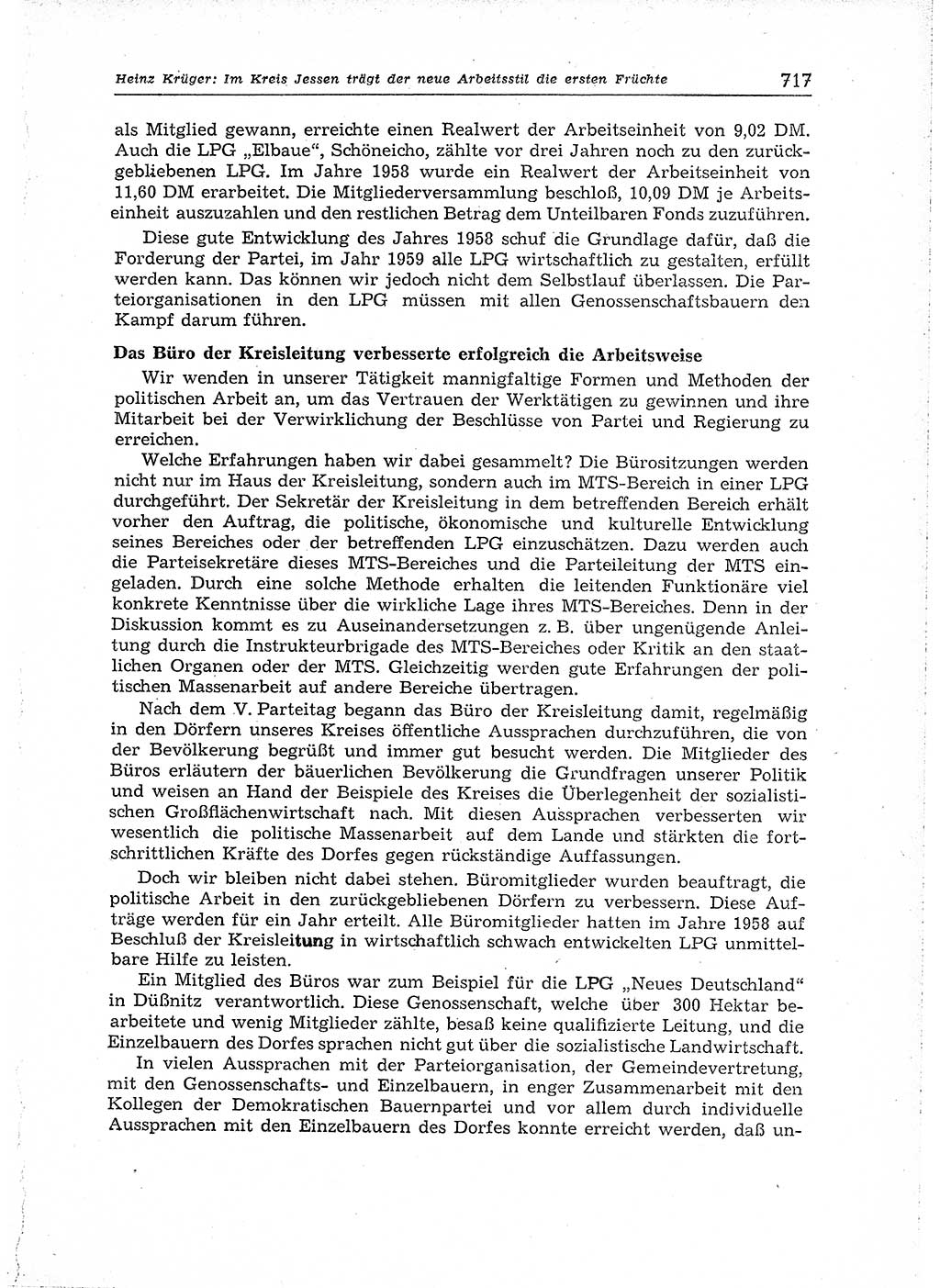 Neuer Weg (NW), Organ des Zentralkomitees (ZK) der SED (Sozialistische Einheitspartei Deutschlands) für Fragen des Parteiaufbaus und des Parteilebens, 14. Jahrgang [Deutsche Demokratische Republik (DDR)] 1959, Seite 717 (NW ZK SED DDR 1959, S. 717)
