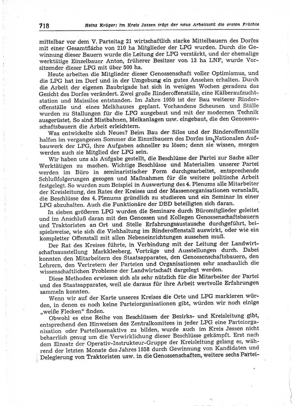 Neuer Weg (NW), Organ des Zentralkomitees (ZK) der SED (Sozialistische Einheitspartei Deutschlands) für Fragen des Parteiaufbaus und des Parteilebens, 14. Jahrgang [Deutsche Demokratische Republik (DDR)] 1959, Seite 718 (NW ZK SED DDR 1959, S. 718)