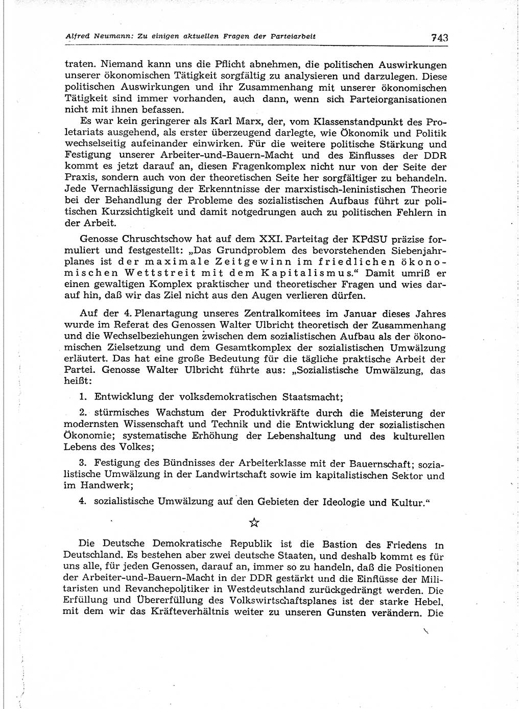 Neuer Weg (NW), Organ des Zentralkomitees (ZK) der SED (Sozialistische Einheitspartei Deutschlands) für Fragen des Parteiaufbaus und des Parteilebens, 14. Jahrgang [Deutsche Demokratische Republik (DDR)] 1959, Seite 743 (NW ZK SED DDR 1959, S. 743)