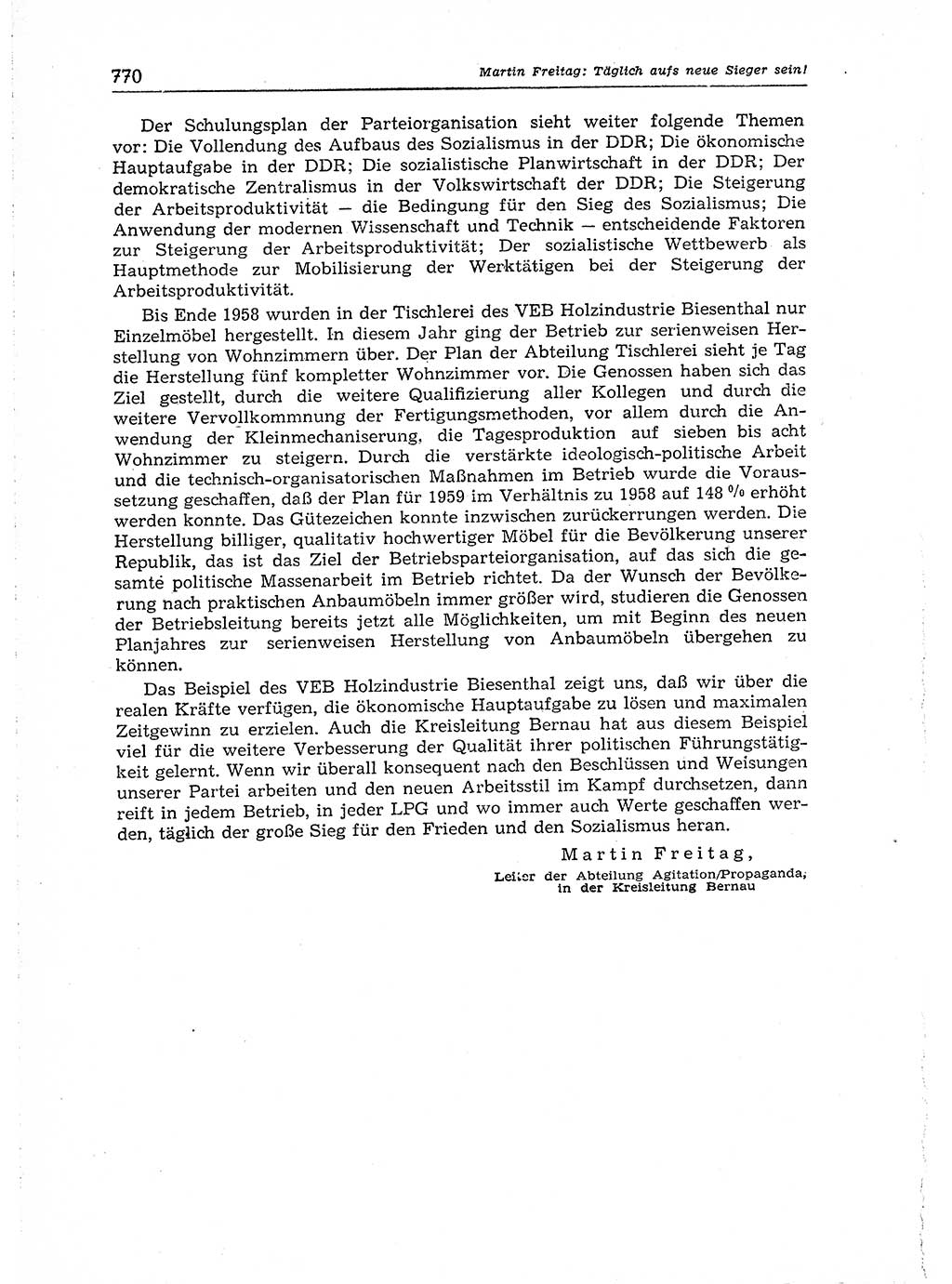 Neuer Weg (NW), Organ des Zentralkomitees (ZK) der SED (Sozialistische Einheitspartei Deutschlands) für Fragen des Parteiaufbaus und des Parteilebens, 14. Jahrgang [Deutsche Demokratische Republik (DDR)] 1959, Seite 770 (NW ZK SED DDR 1959, S. 770)